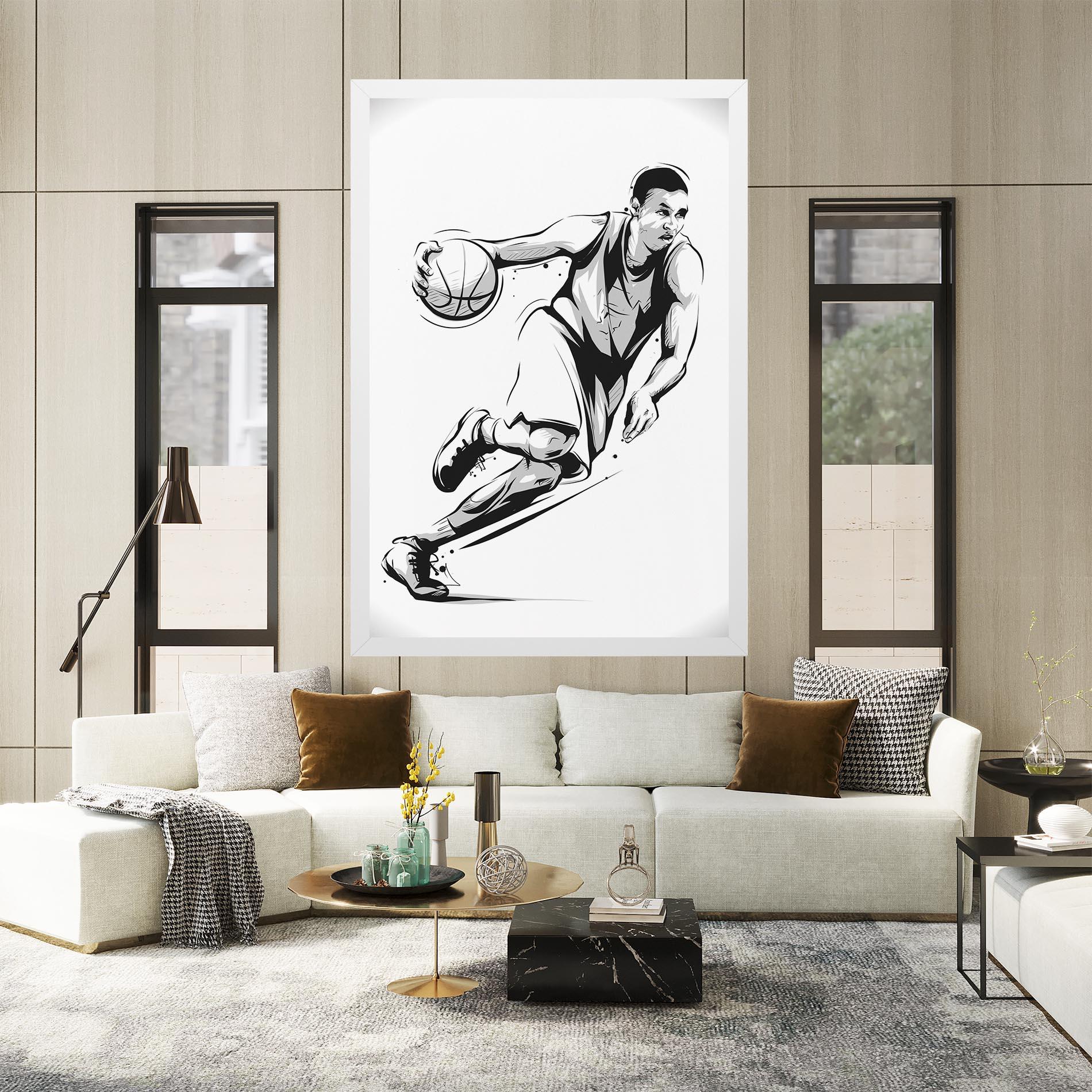 Tablou Canvas Basketball Player Line mockup 2