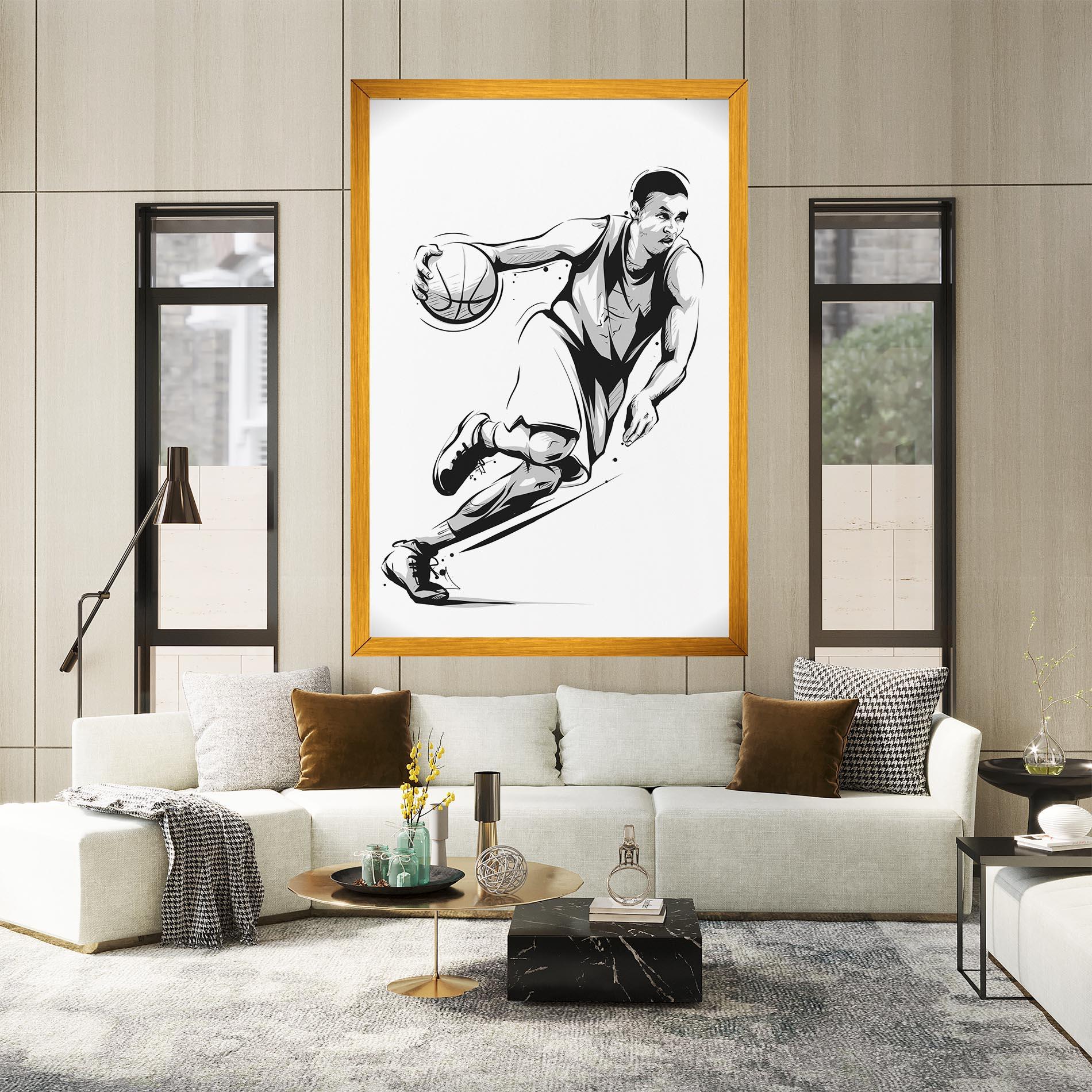 Tablou Canvas Basketball Player Line mockup 2