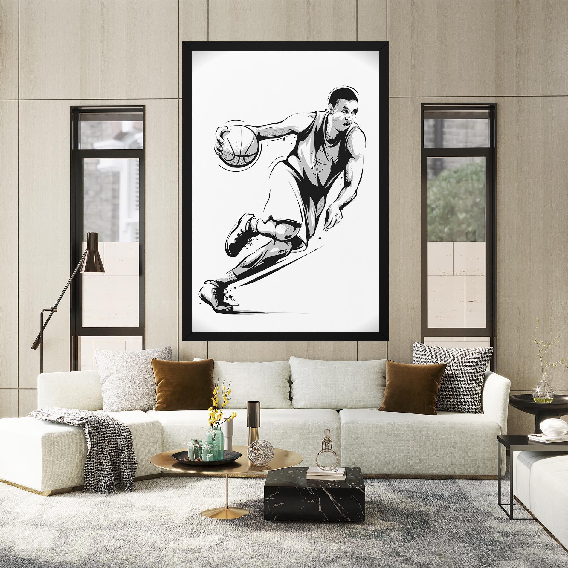 Tablou Canvas Basketball Player Line mockup 2