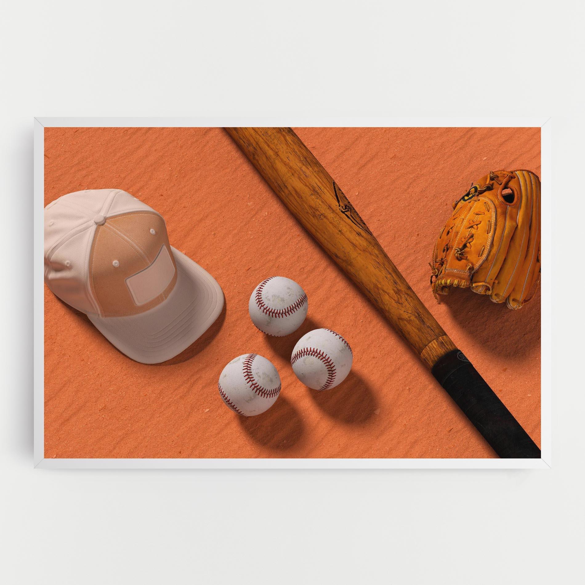 Tablou Canvas Baseball Set On Orange mockup 0