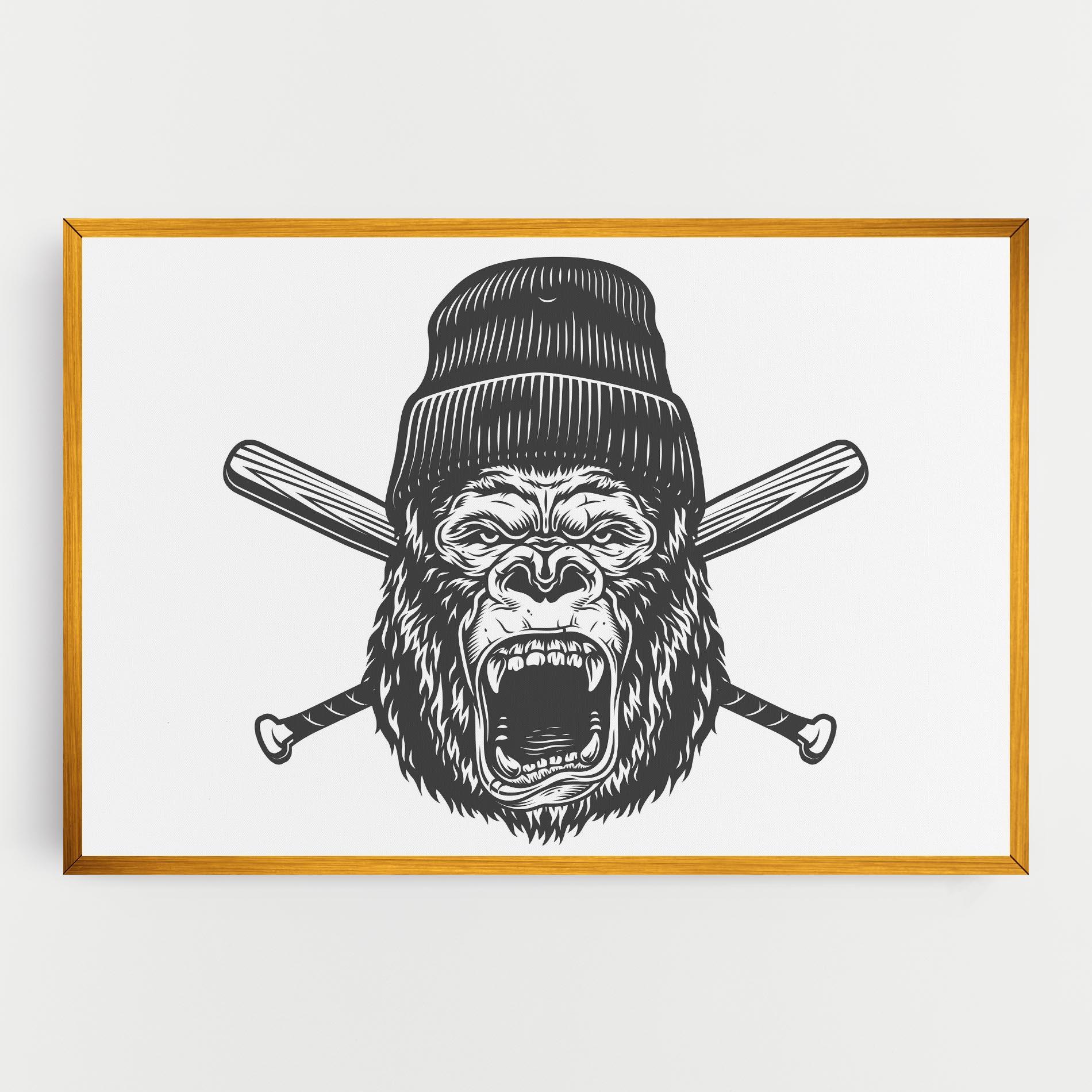 Tablou Canvas Baseball Gorilla mockup 0