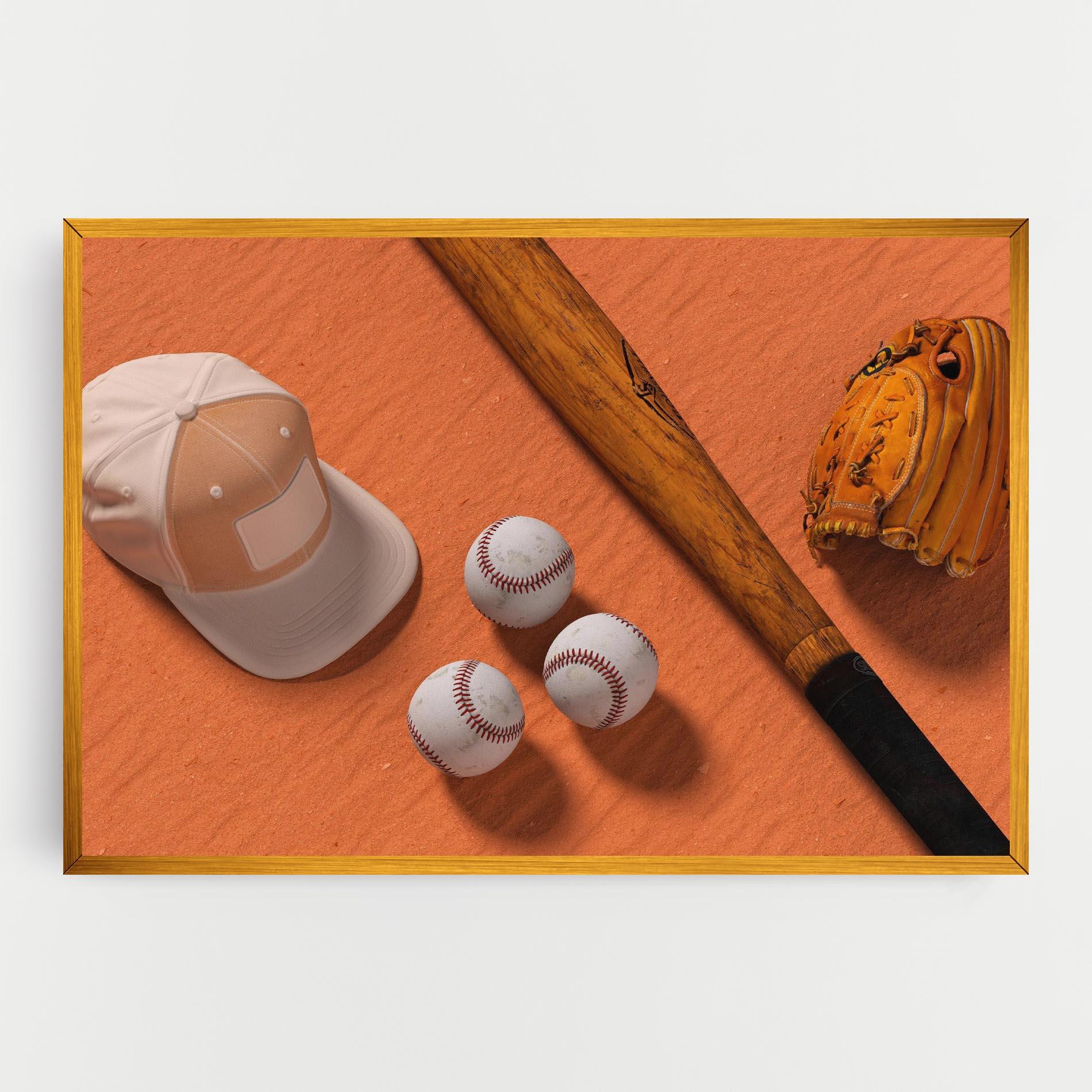 Tablou Canvas Baseball Set On Orange mockup 0