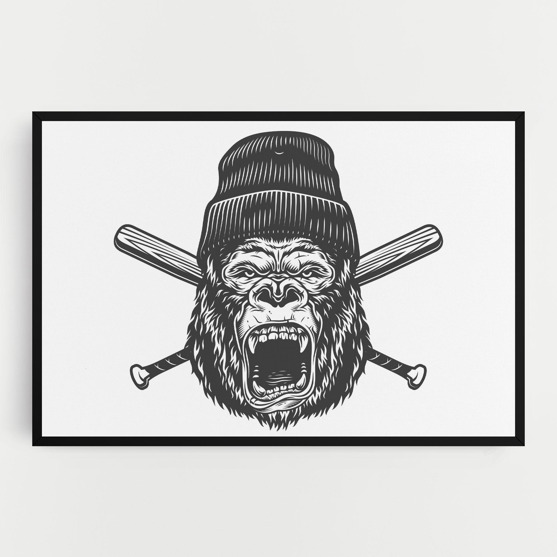 Tablou Canvas Baseball Gorilla mockup 0