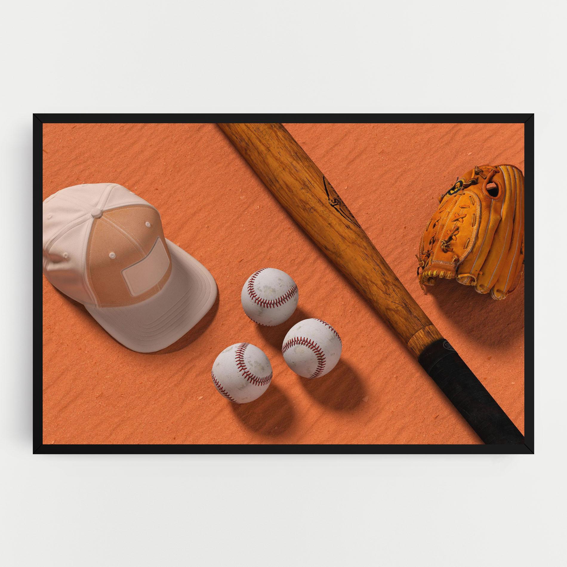 Tablou Canvas Baseball Set On Orange mockup 0