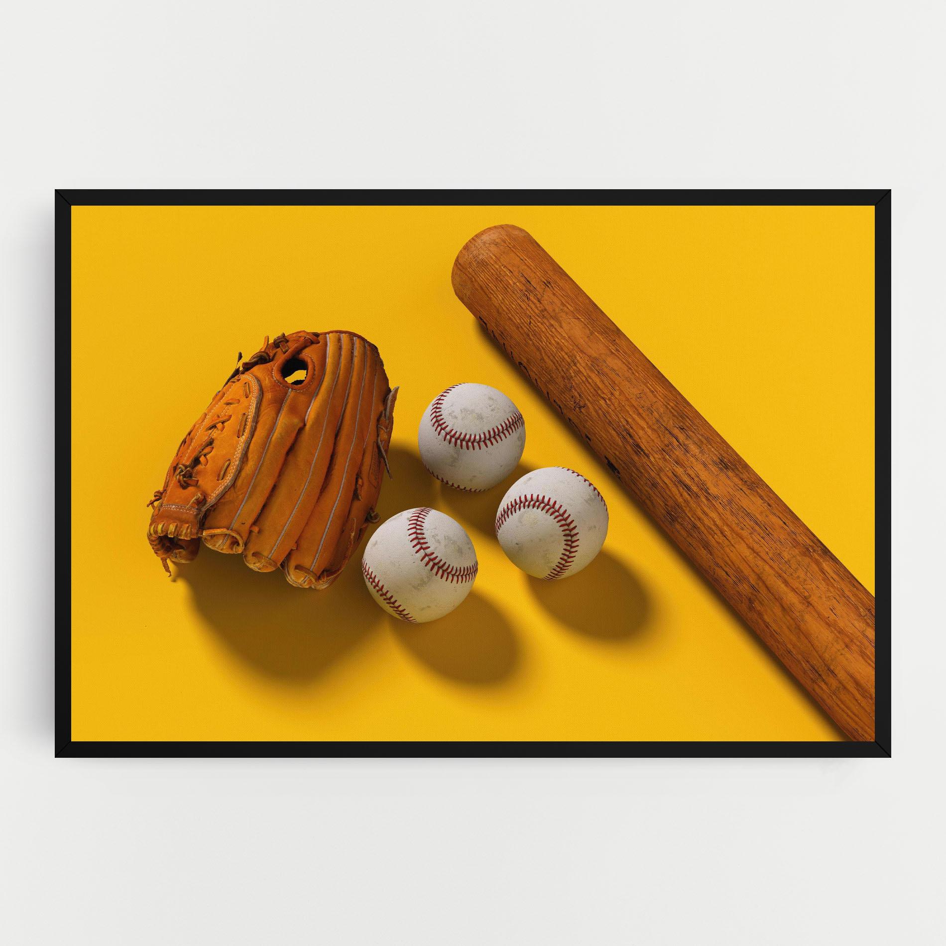 Tablou Canvas Baseball Set On Yellow mockup 0