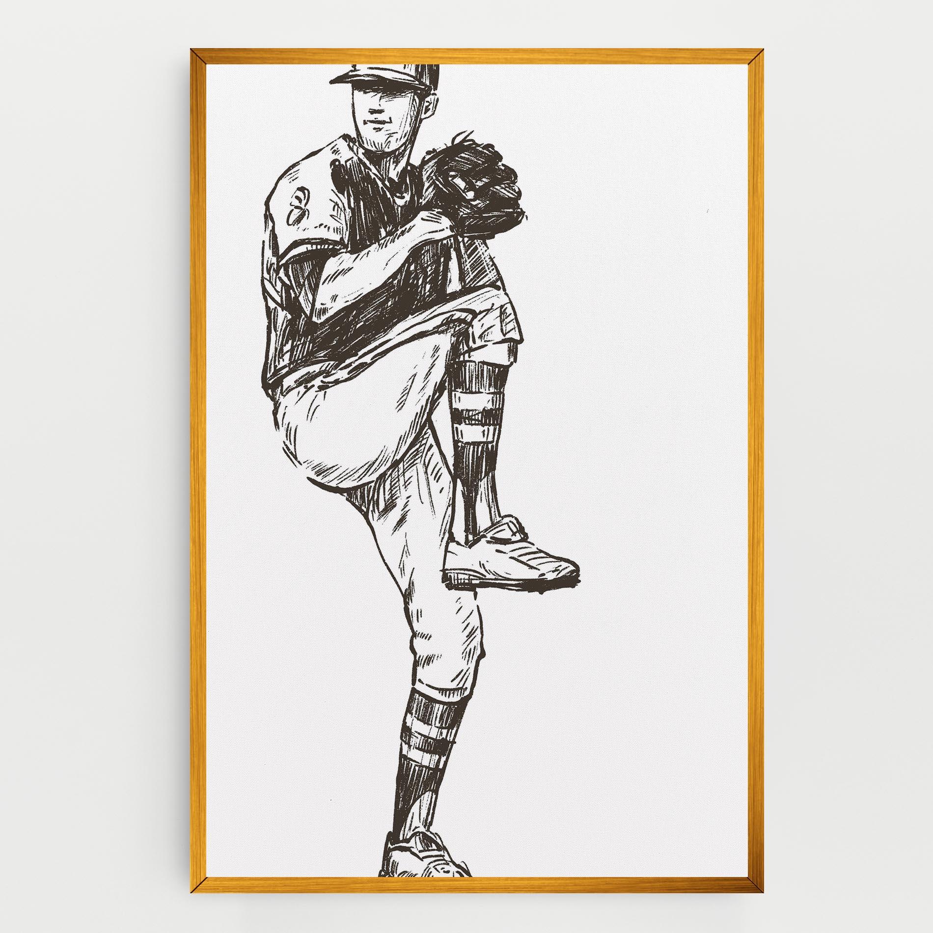 Tablou Canvas Baseball Player Line mockup 0