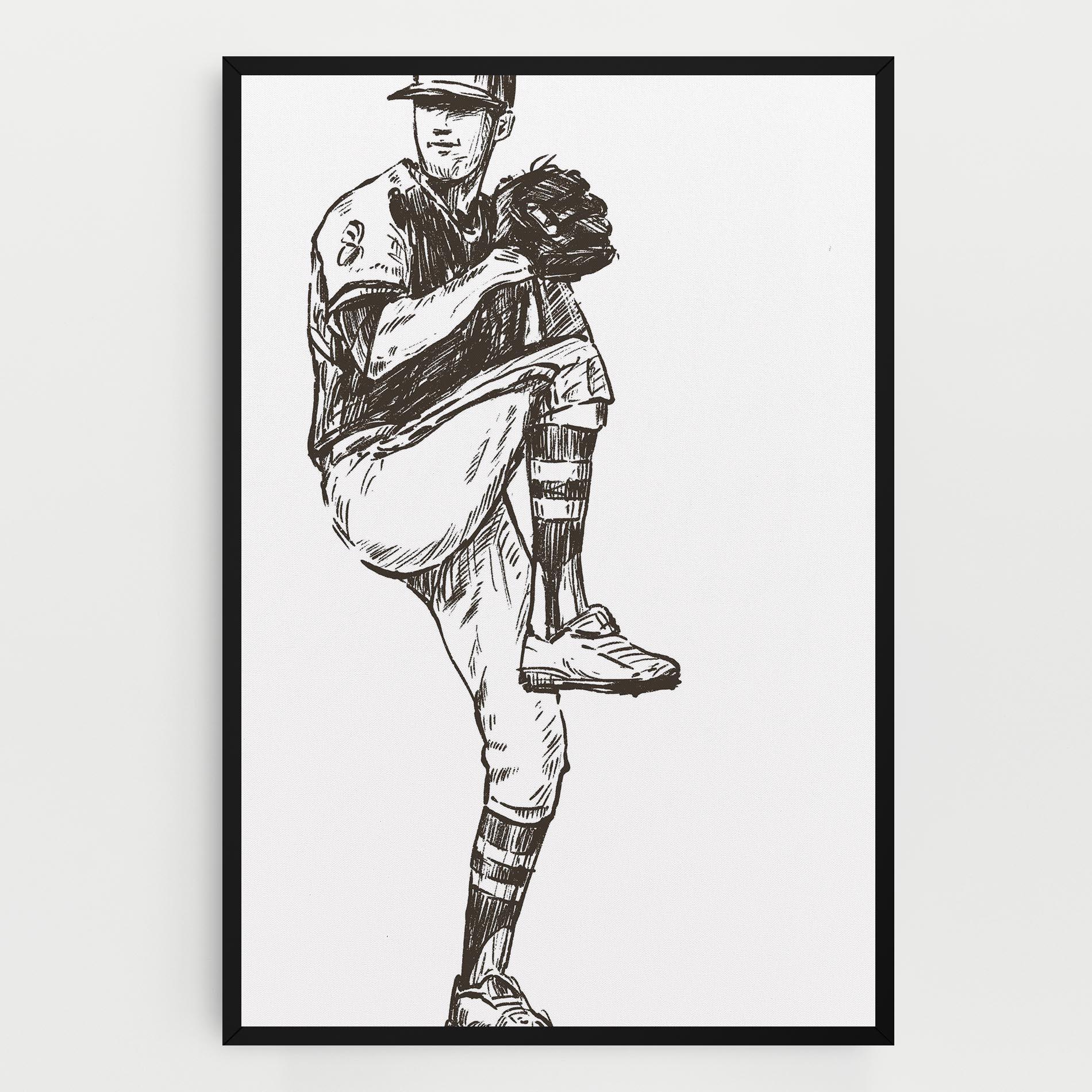 Tablou Canvas Baseball Player Line mockup 0