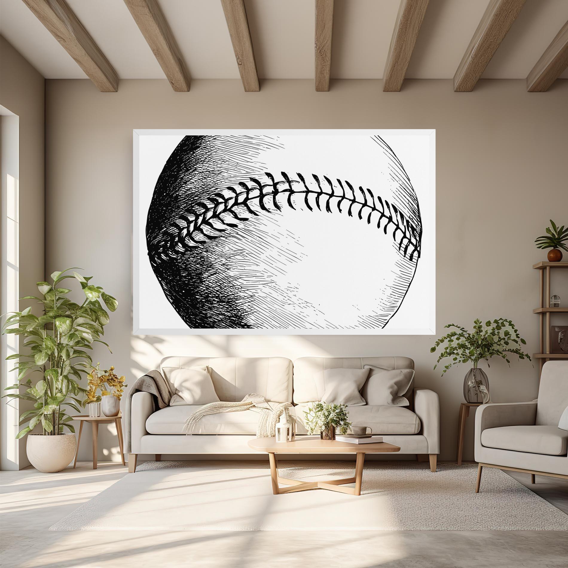 Tablou Canvas Baseball Black Line mockup 6