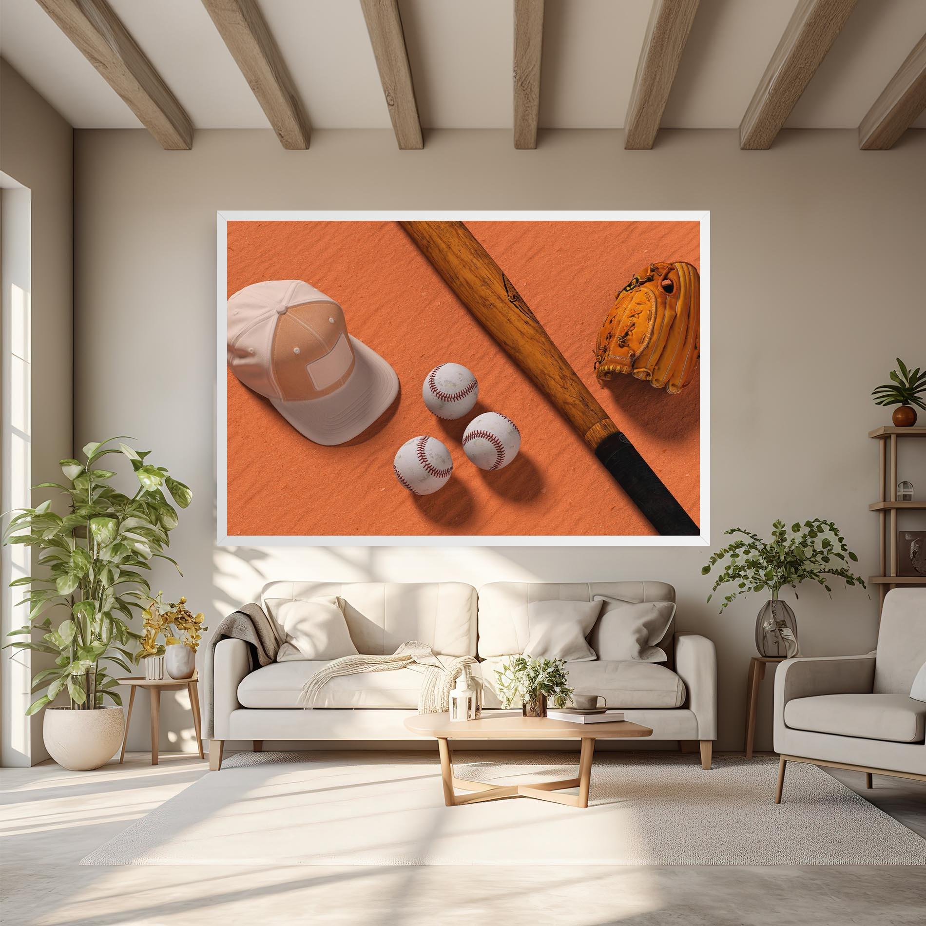 Tablou Canvas Baseball Set On Orange mockup 6