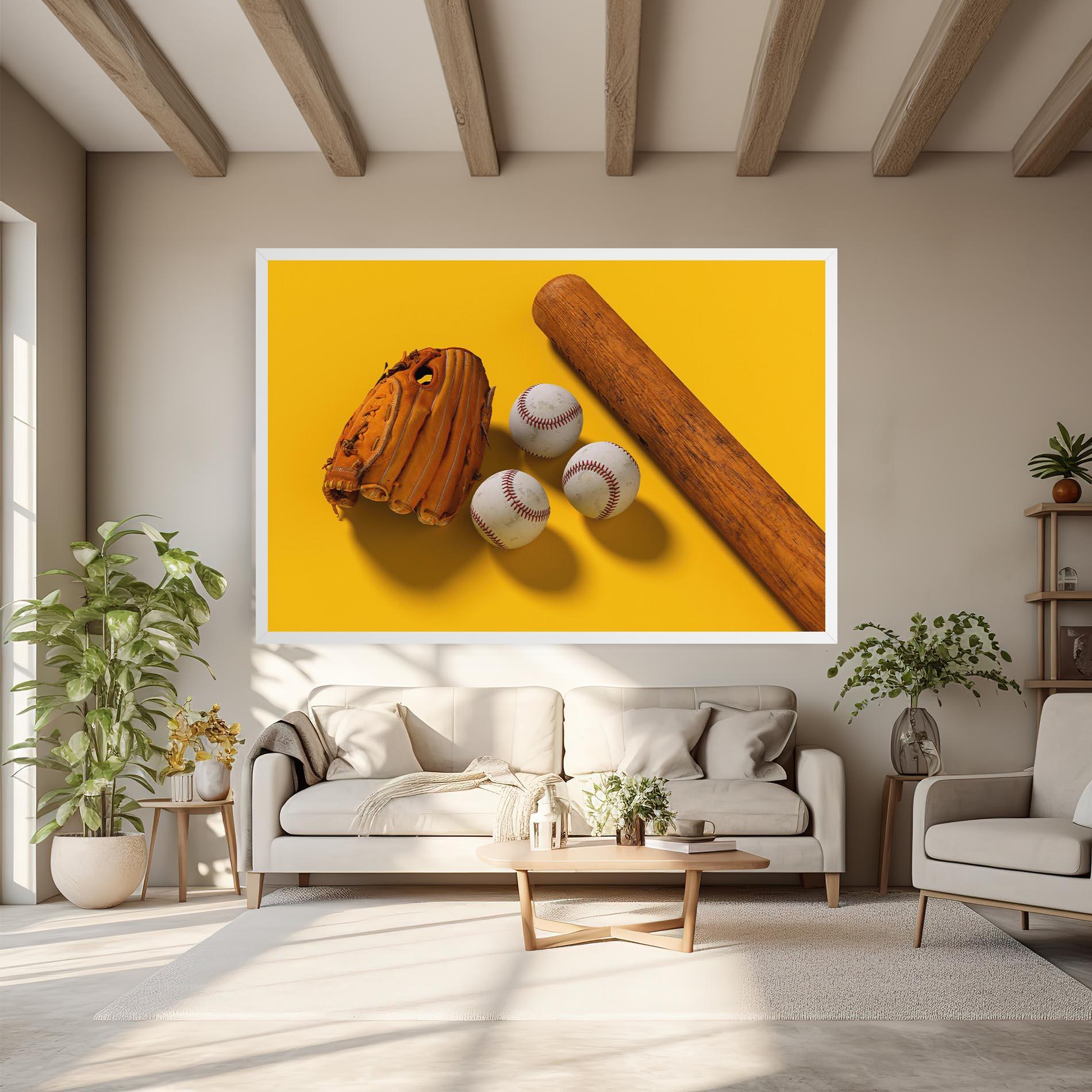Tablou Canvas Baseball Set On Yellow mockup 6