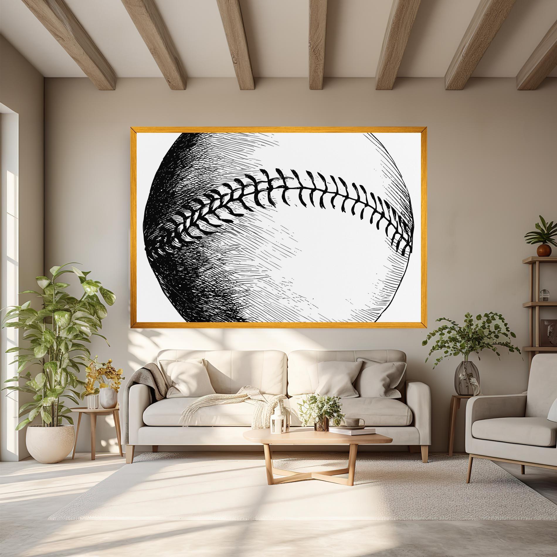 Tablou Canvas Baseball Black Line mockup 6