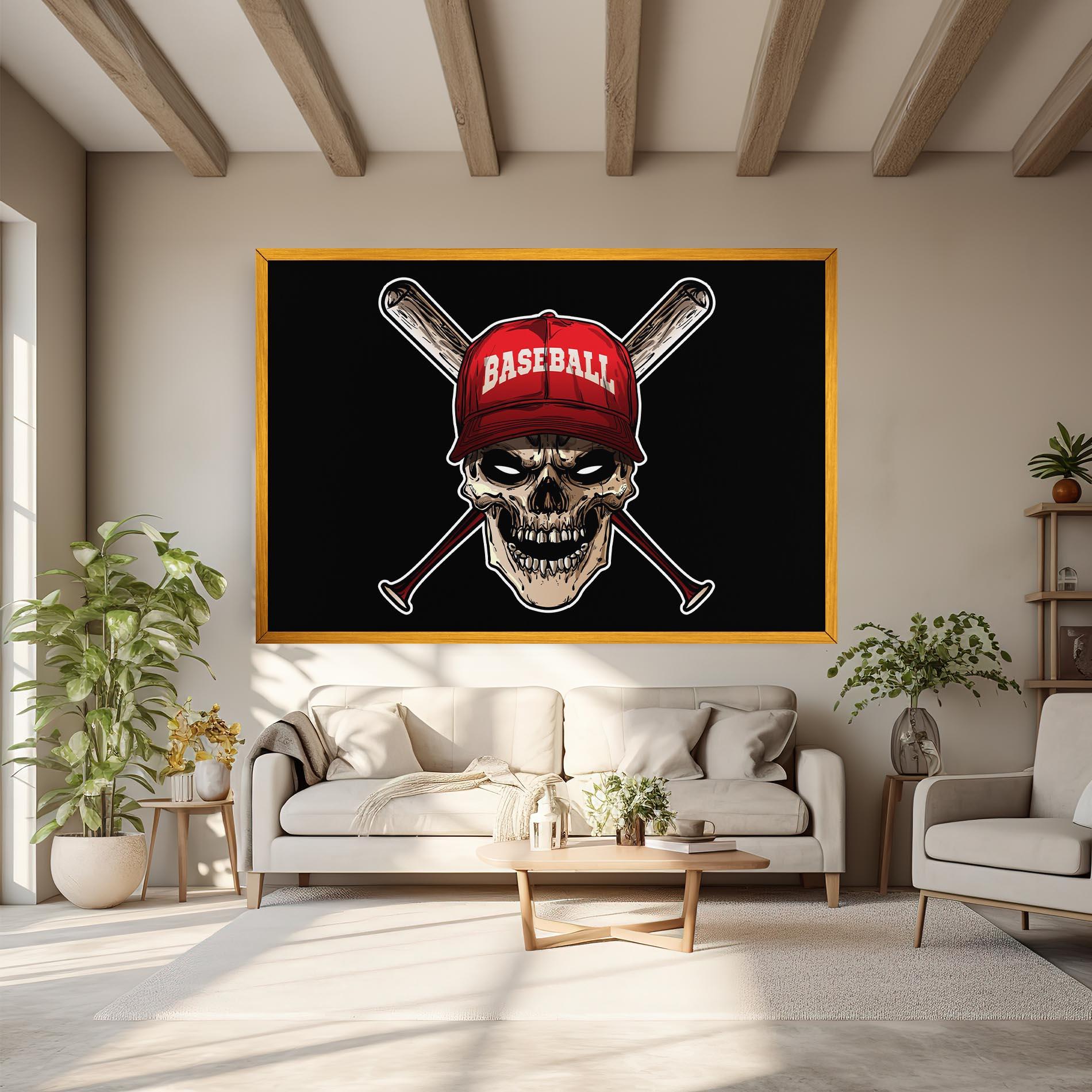 Tablou Canvas Baseball Skull mockup 6