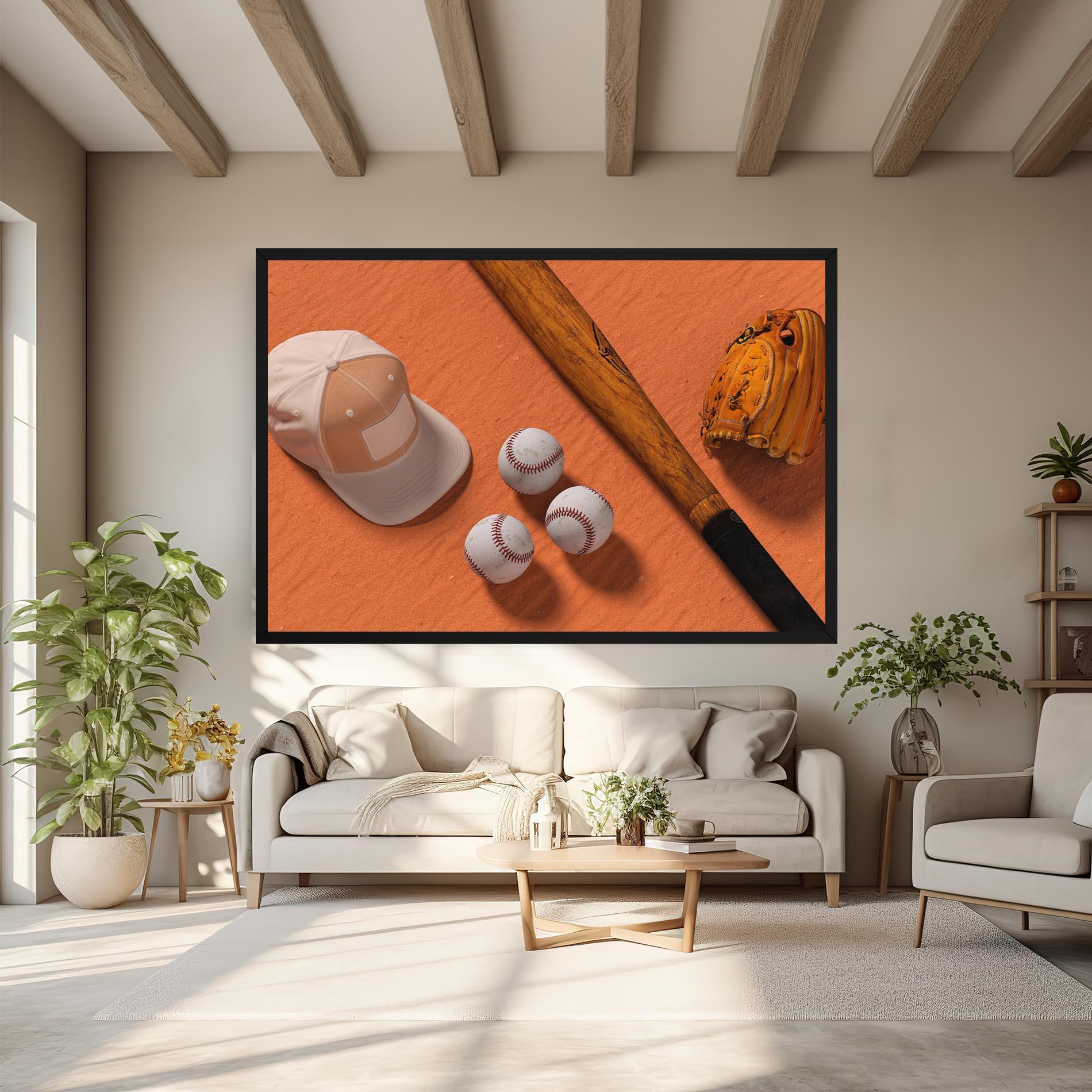 Tablou Canvas Baseball Set On Orange mockup 6
