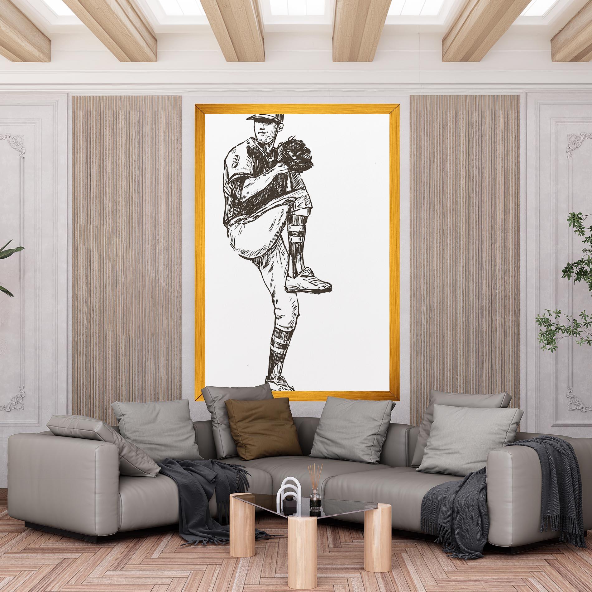 Tablou Canvas Baseball Player Line mockup 6