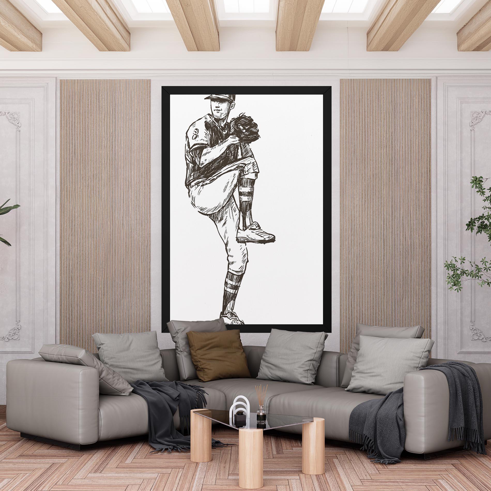 Tablou Canvas Baseball Player Line mockup 6