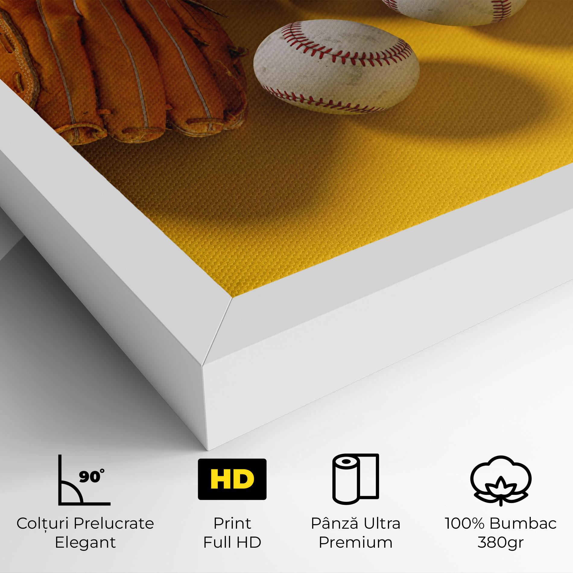 Tablou Canvas Baseball Set On Yellow mockup 4