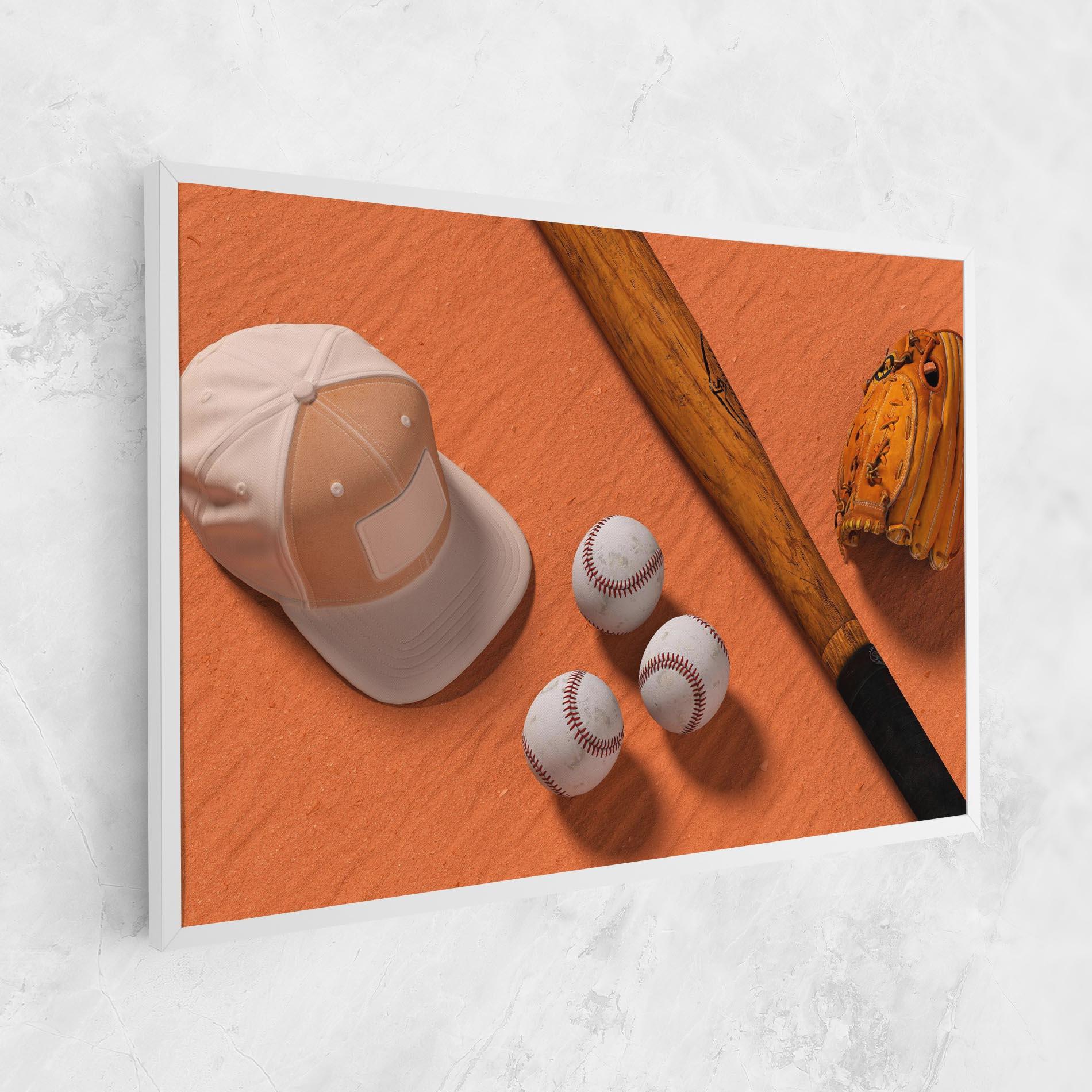 Tablou Canvas Baseball Set On Orange mockup 1