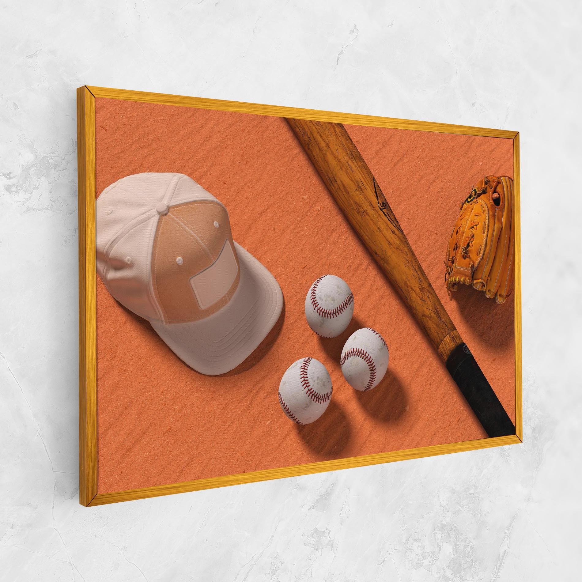 Tablou Canvas Baseball Set On Orange mockup 1