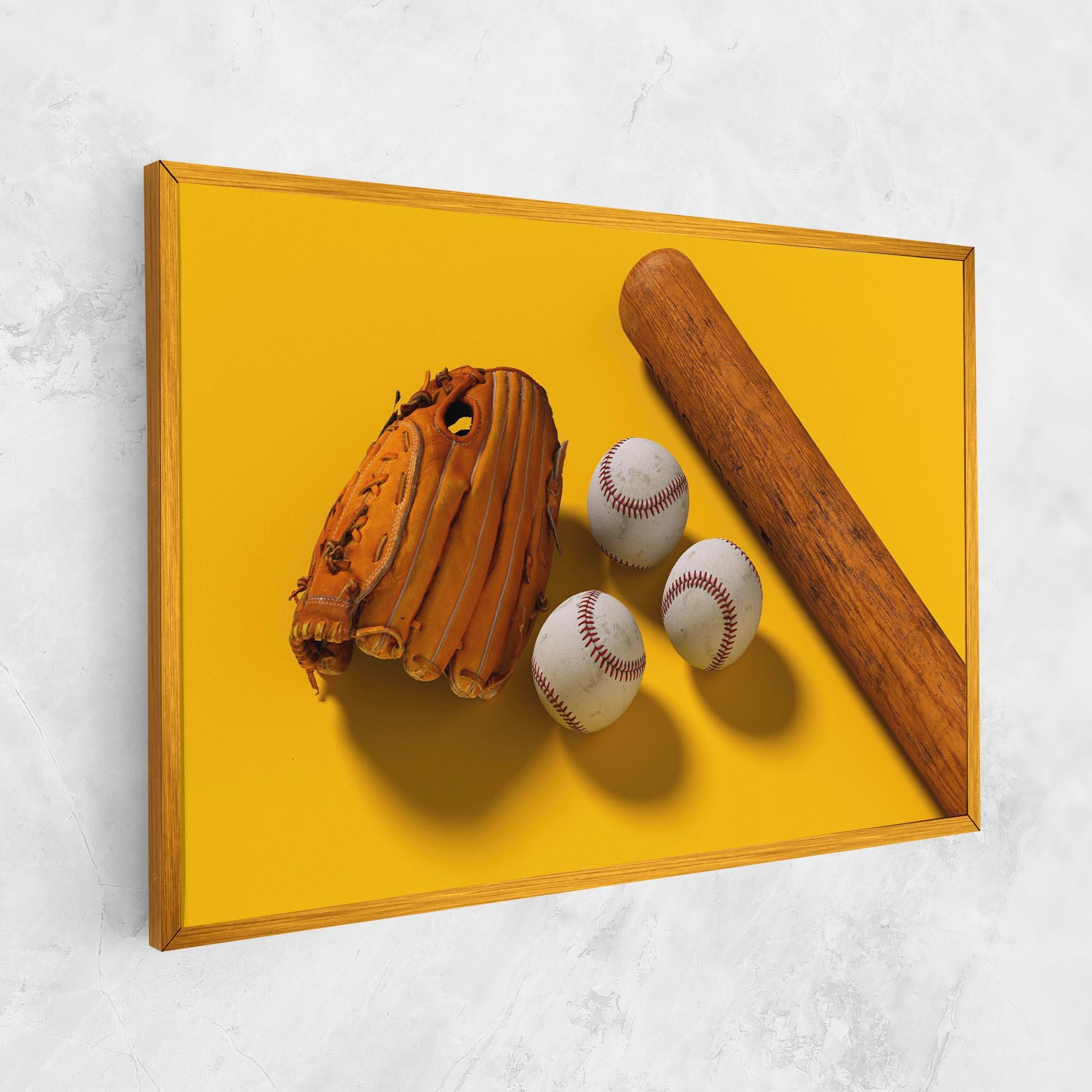 Tablou Canvas Baseball Set On Yellow mockup 1
