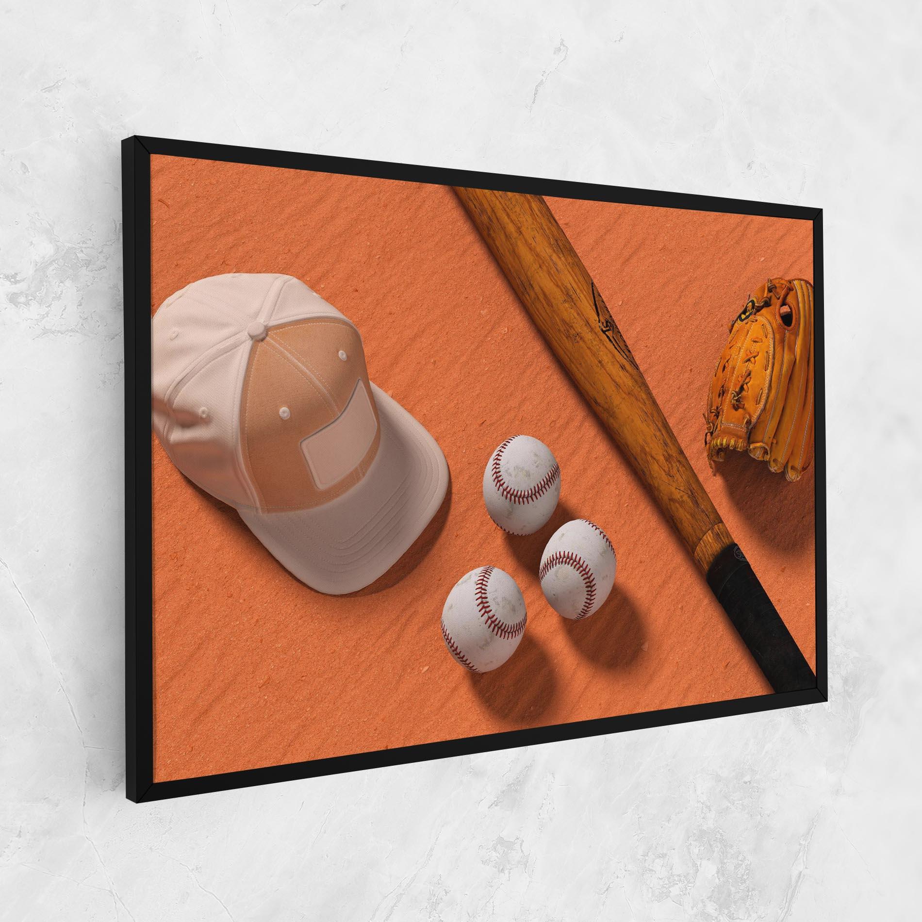 Tablou Canvas Baseball Set On Orange mockup 1