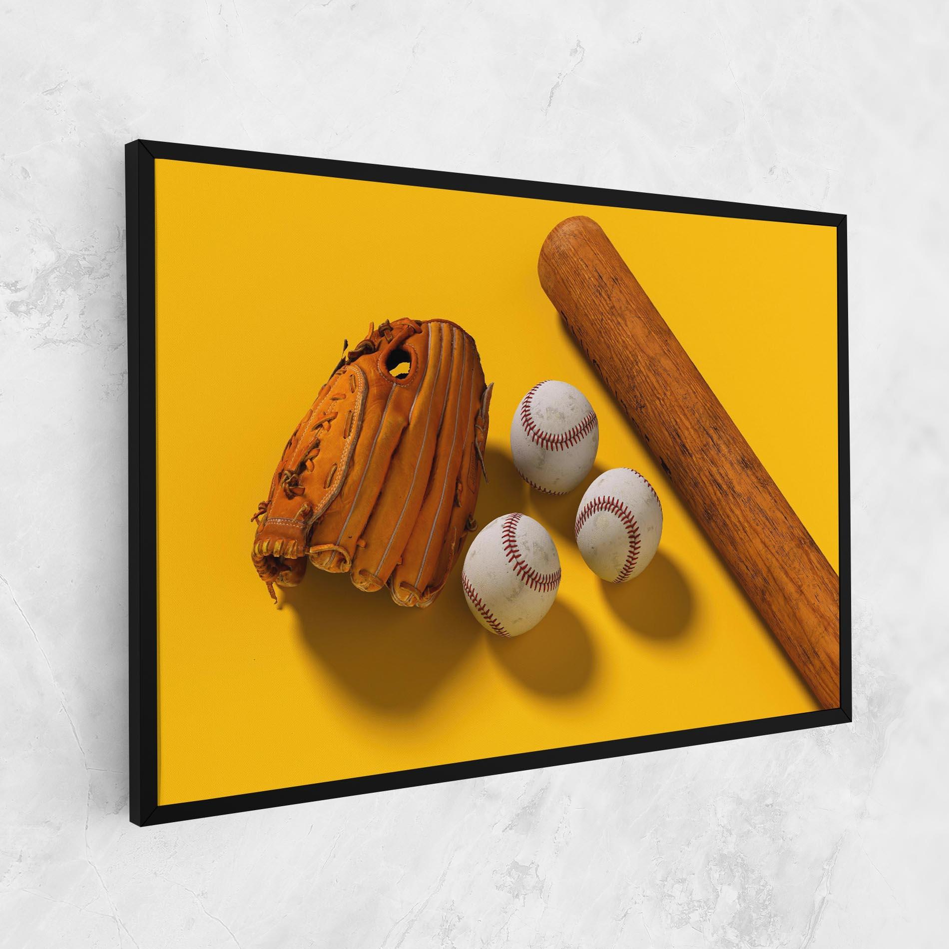 Tablou Canvas Baseball Set On Yellow mockup 1