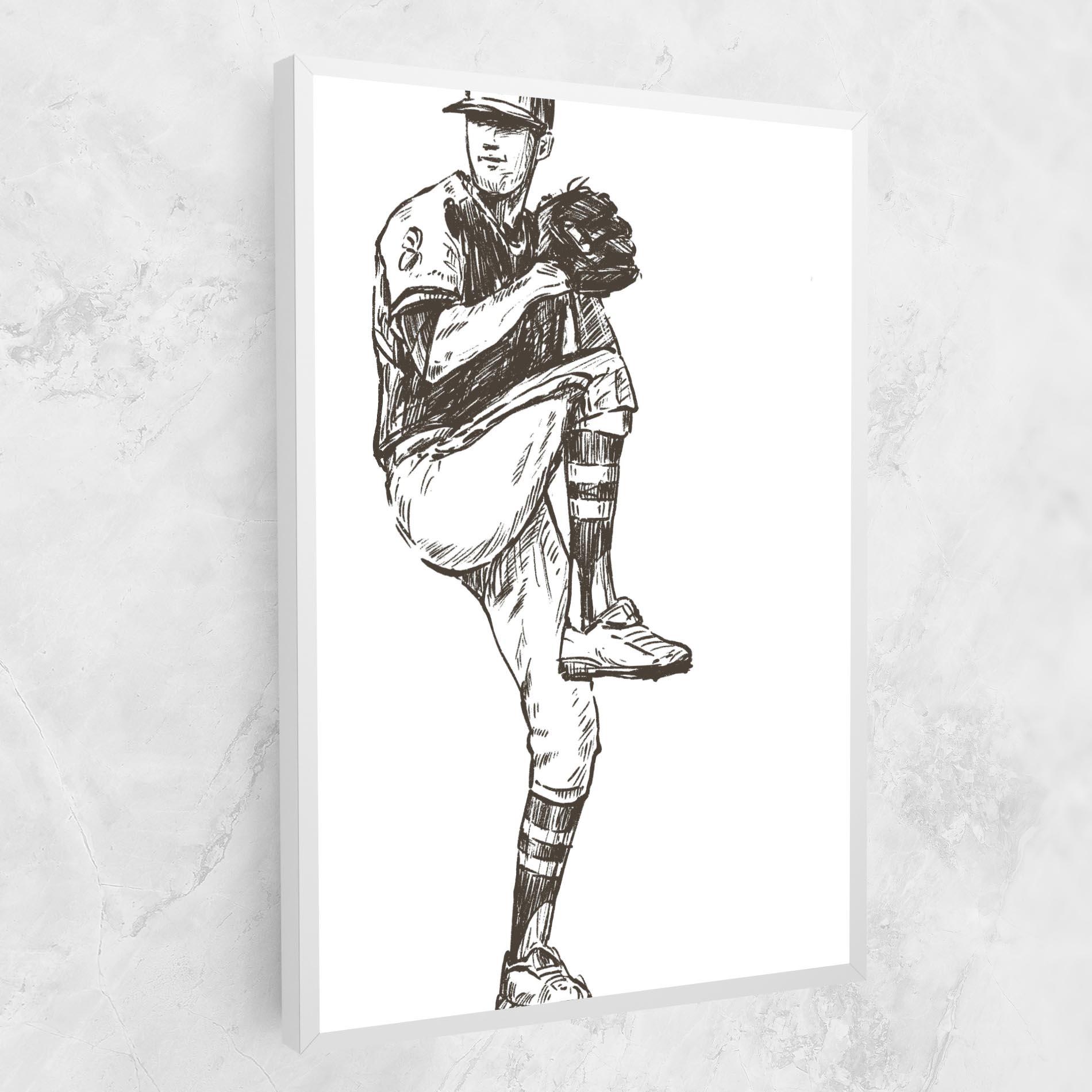 Tablou Canvas Baseball Player Line mockup 1