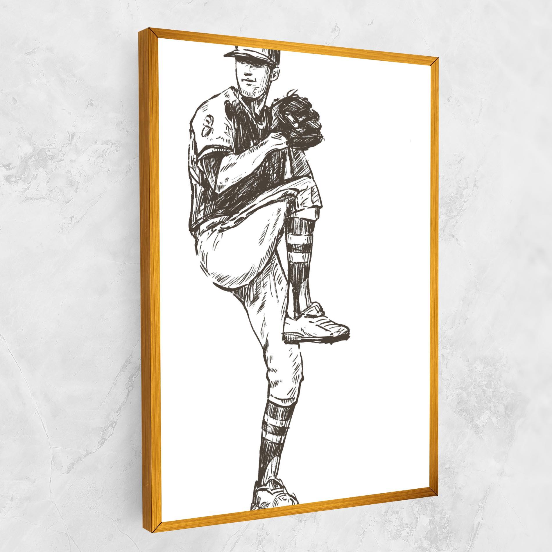 Tablou Canvas Baseball Player Line mockup 1