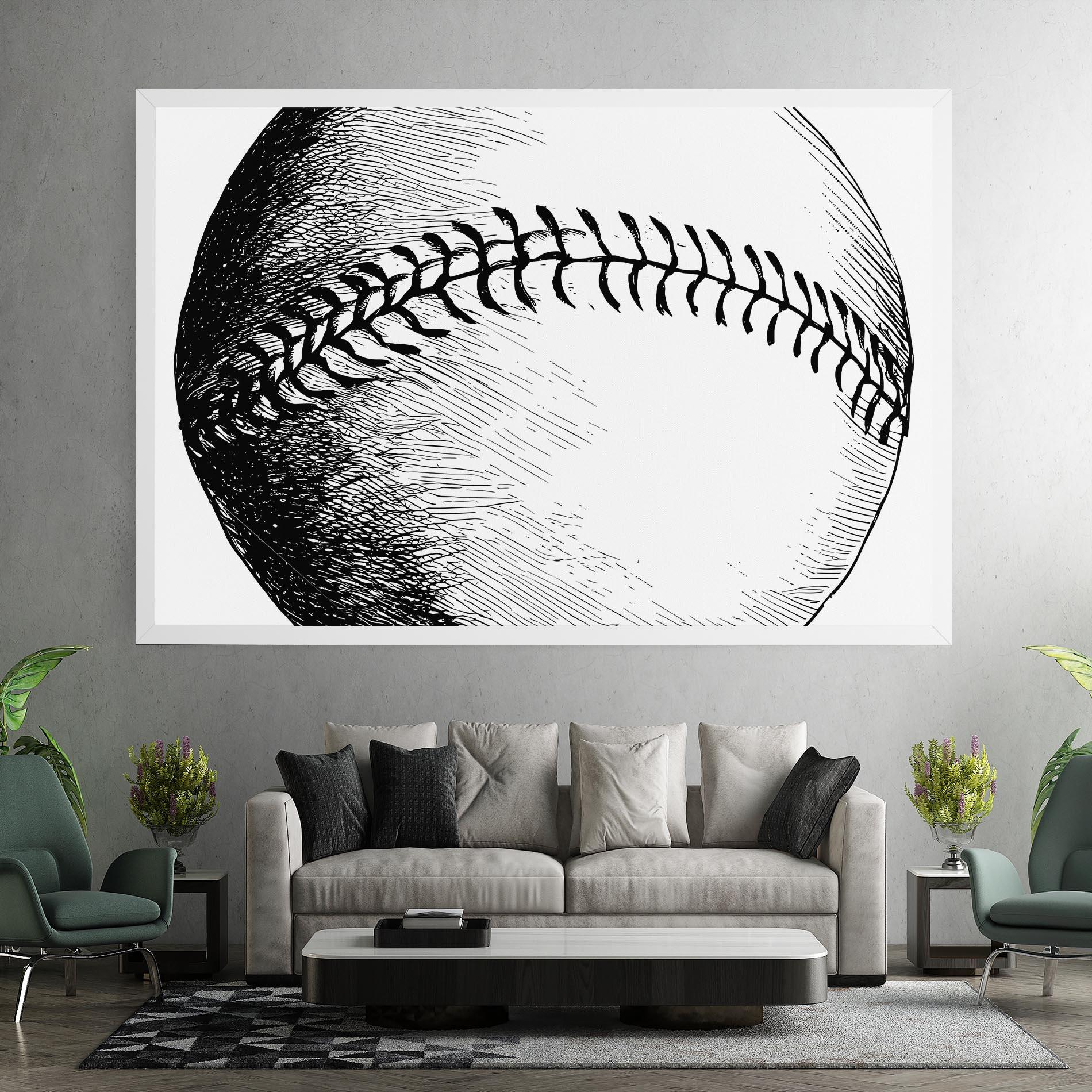 Tablou Canvas Baseball Black Line mockup 7