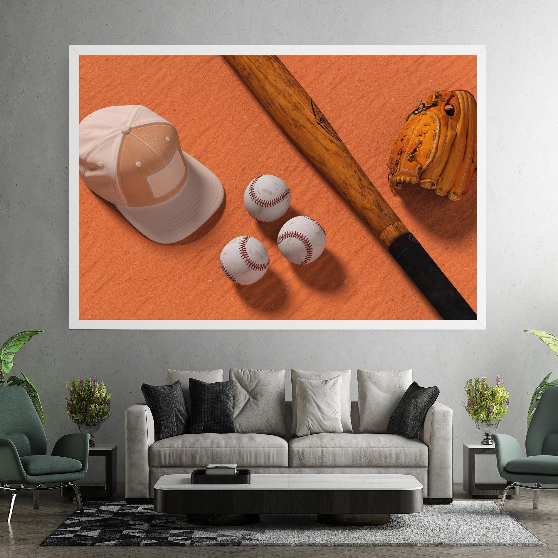 Tablou Canvas Baseball Set On Orange mockup 7