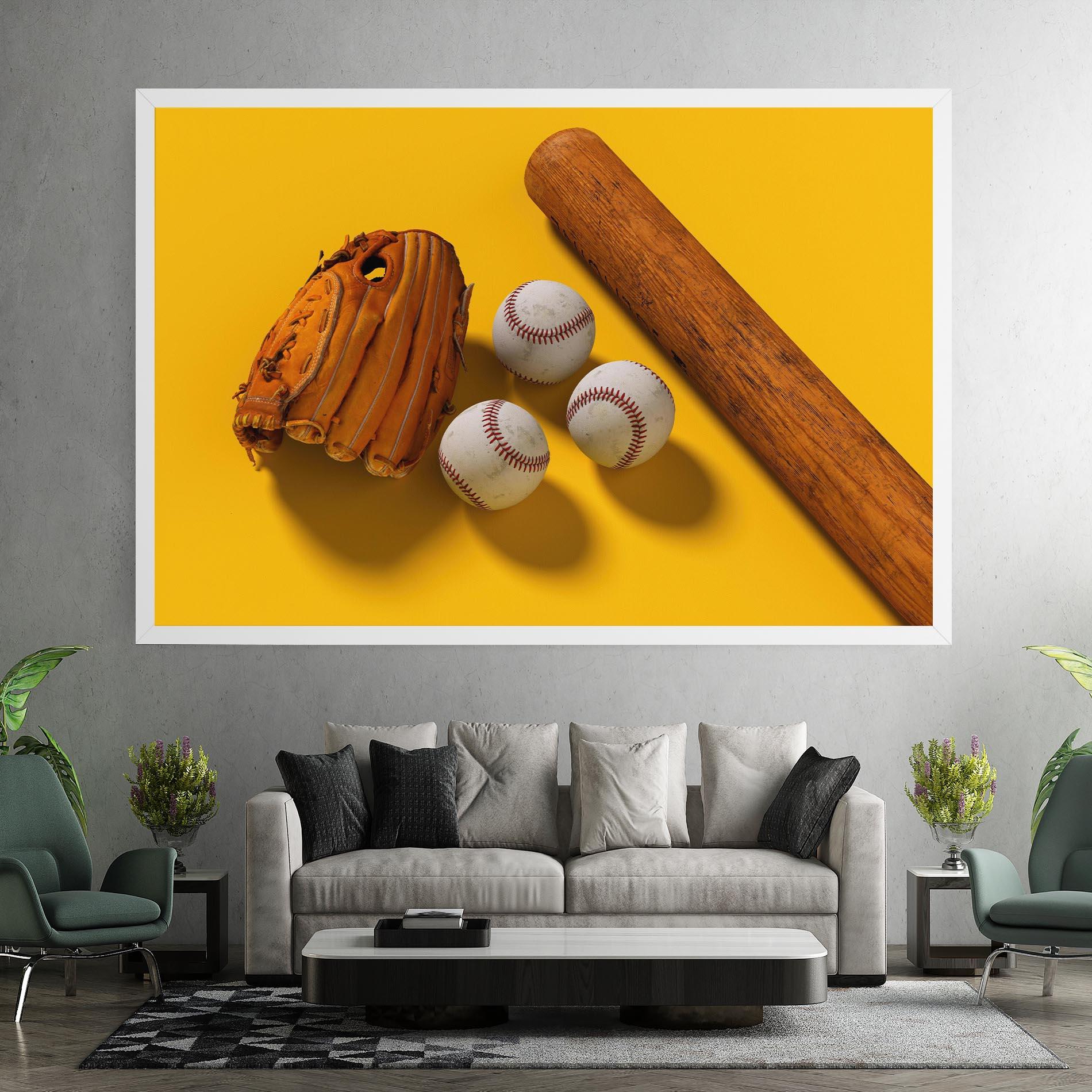Tablou Canvas Baseball Set On Yellow mockup 7