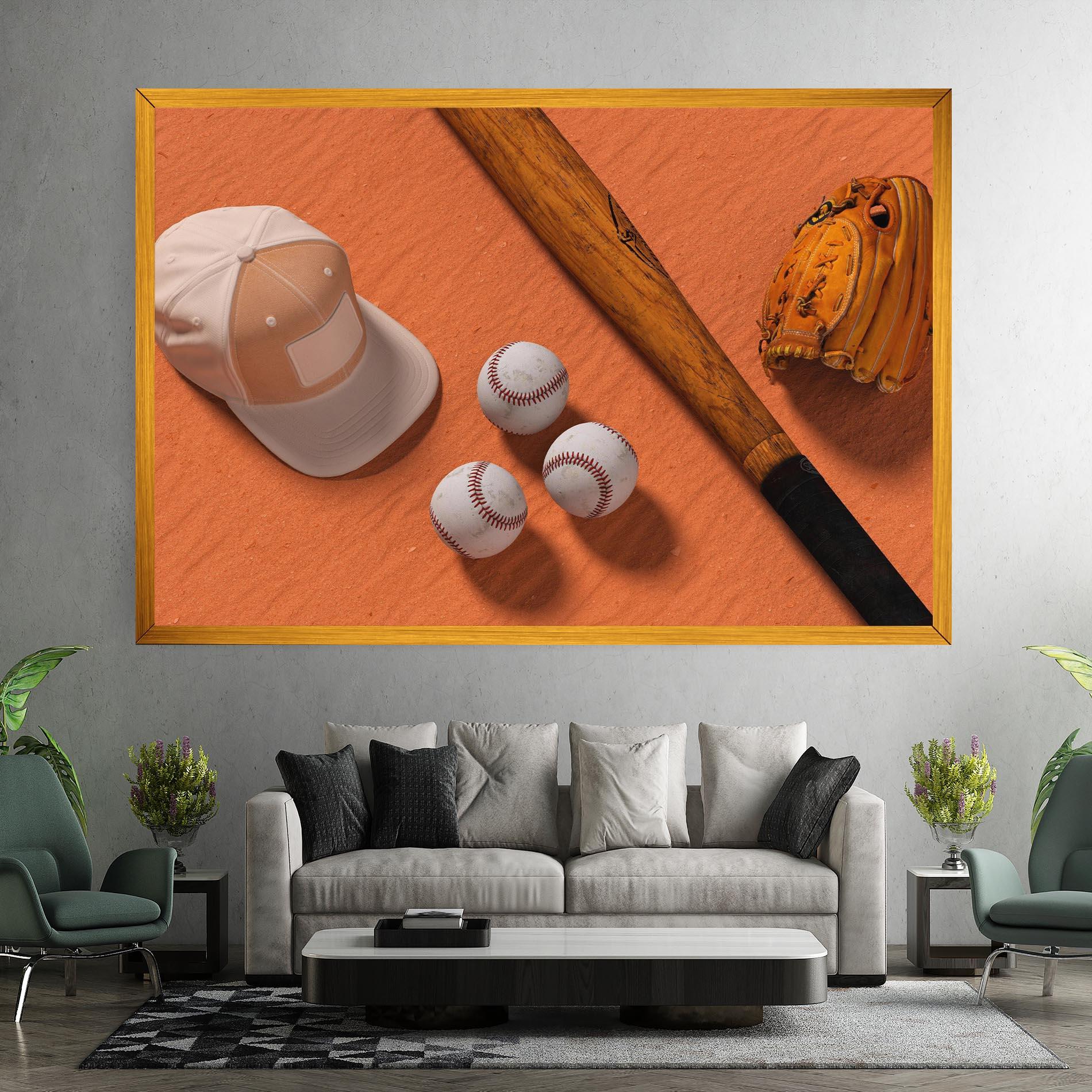 Tablou Canvas Baseball Set On Orange mockup 7