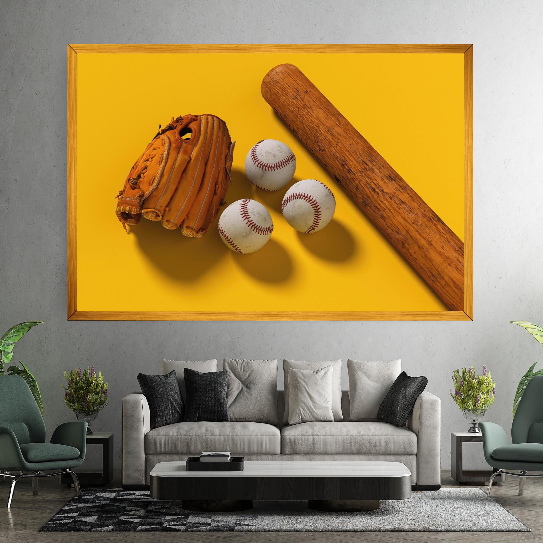 Tablou Canvas Baseball Set On Yellow mockup 7