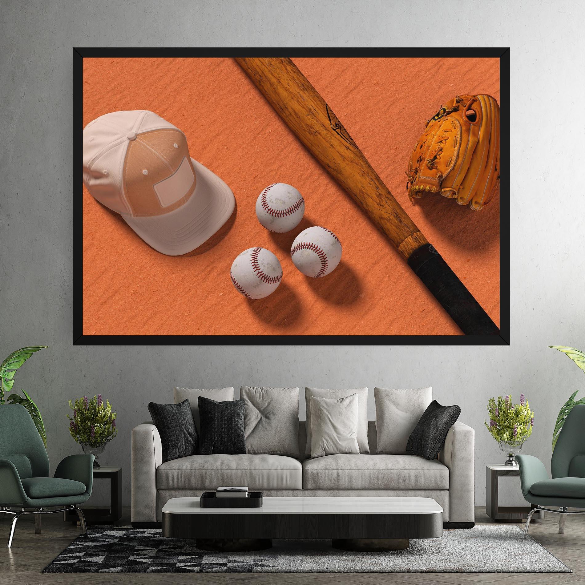 Tablou Canvas Baseball Set On Orange mockup 7