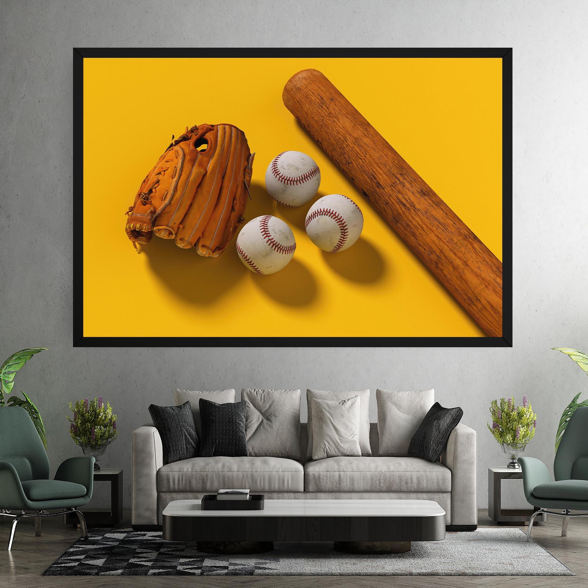 Tablou Canvas Baseball Set On Yellow mockup 7