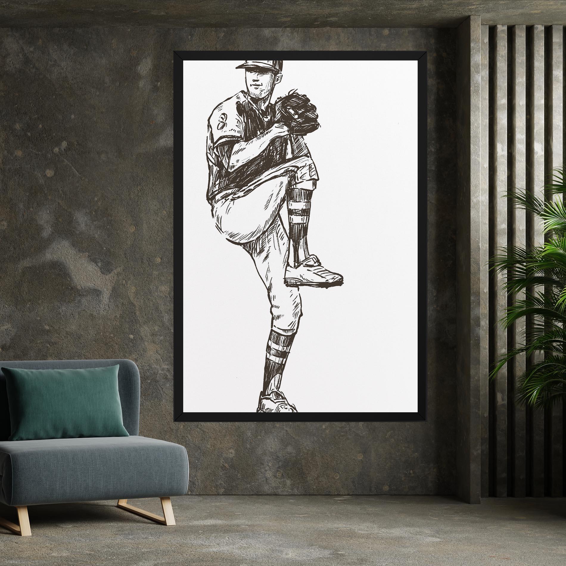 Tablou Canvas Baseball Player Line mockup 7