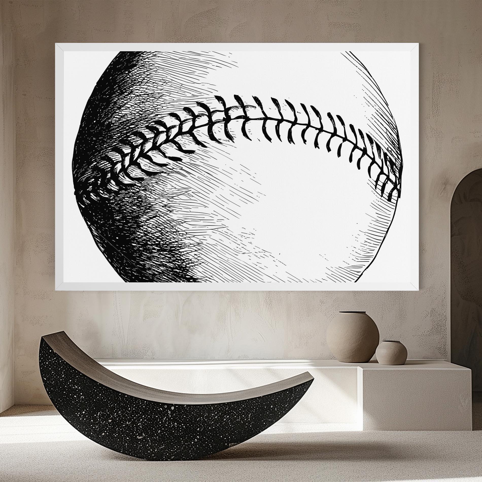 Tablou Canvas Baseball Black Line mockup 8