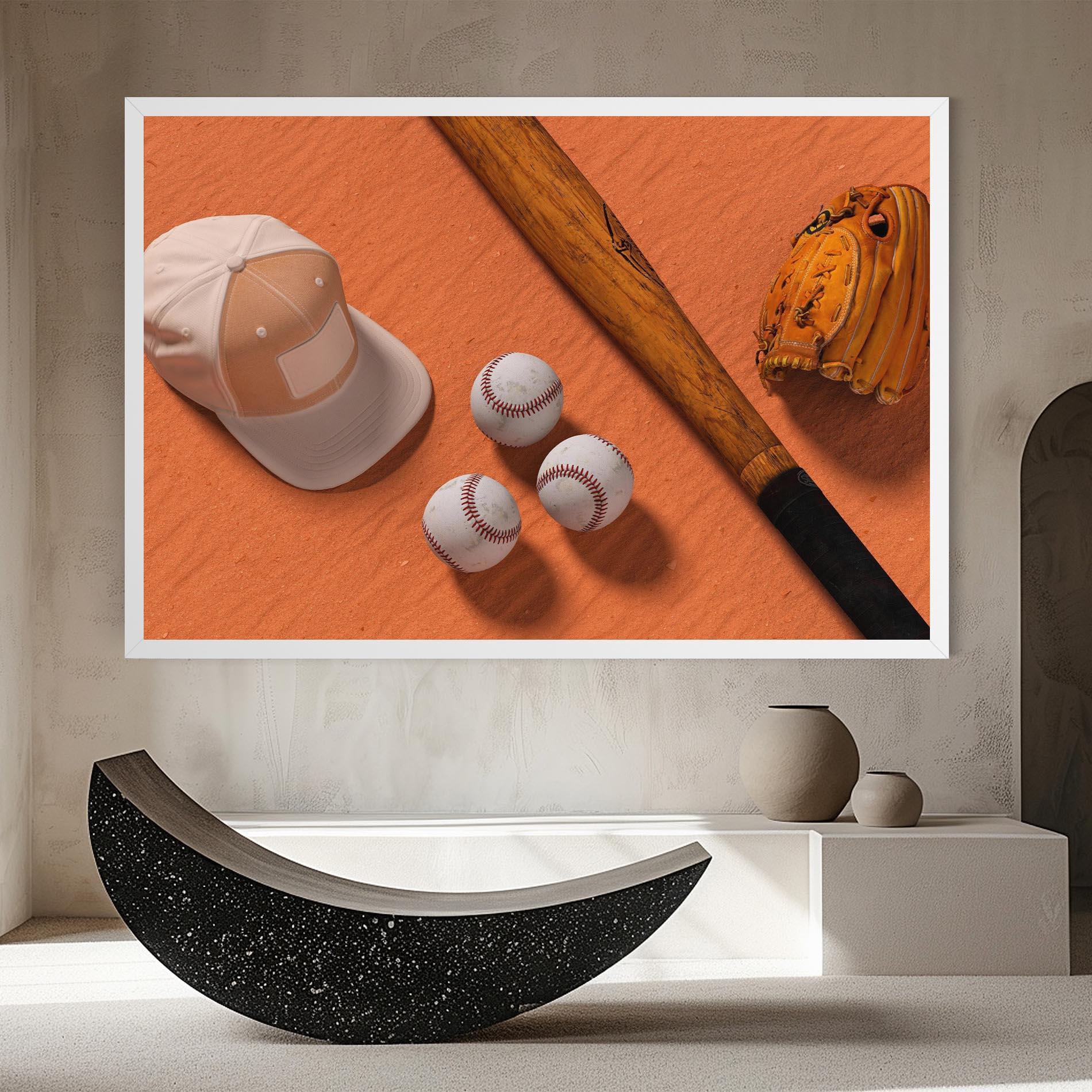 Tablou Canvas Baseball Set On Orange mockup 8