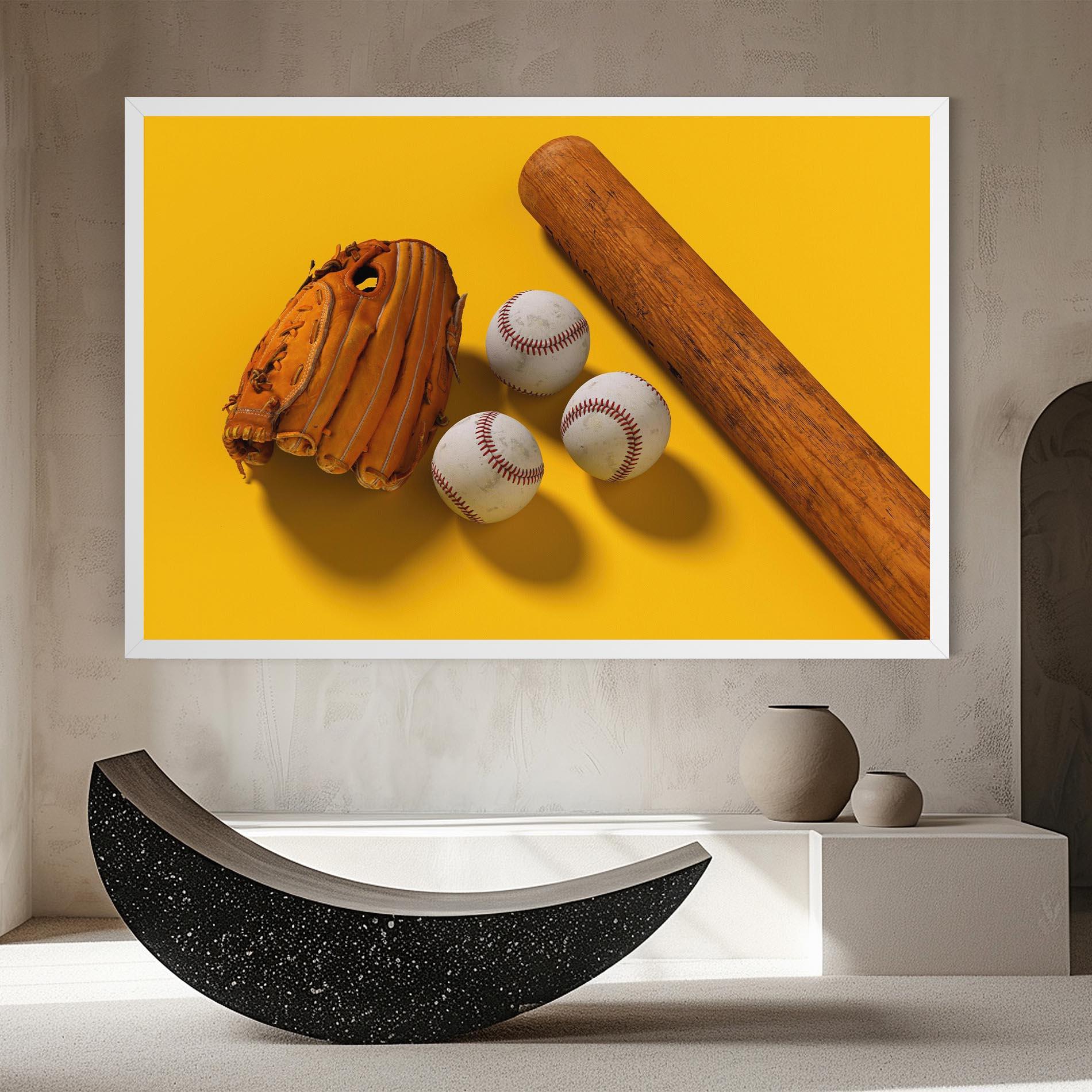Tablou Canvas Baseball Set On Yellow mockup 8