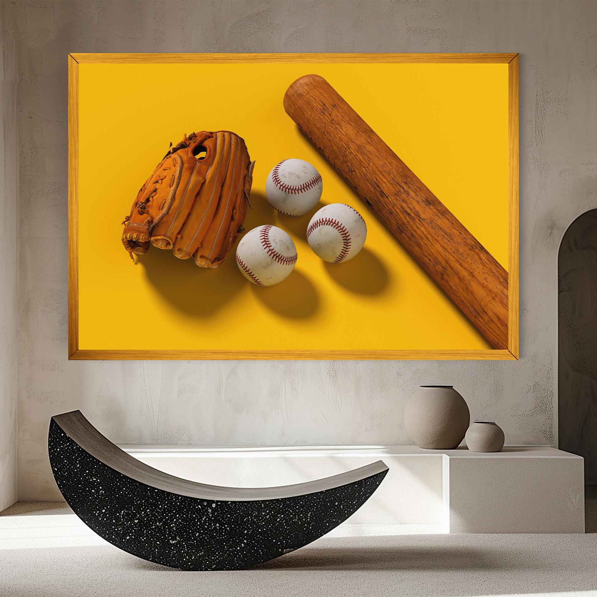 Tablou Canvas Baseball Set On Yellow mockup 8
