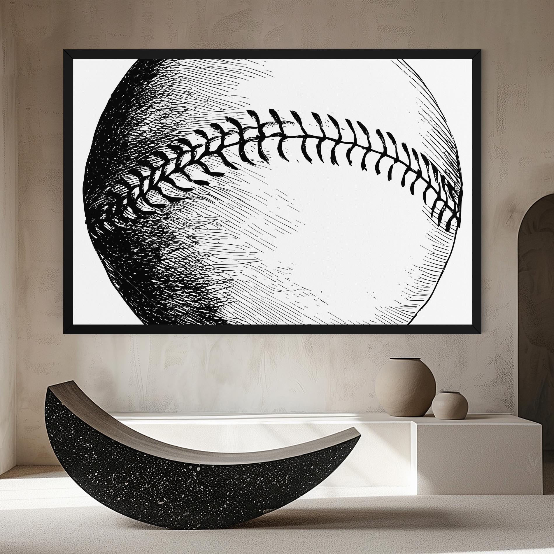 Tablou Canvas Baseball Black Line mockup 8