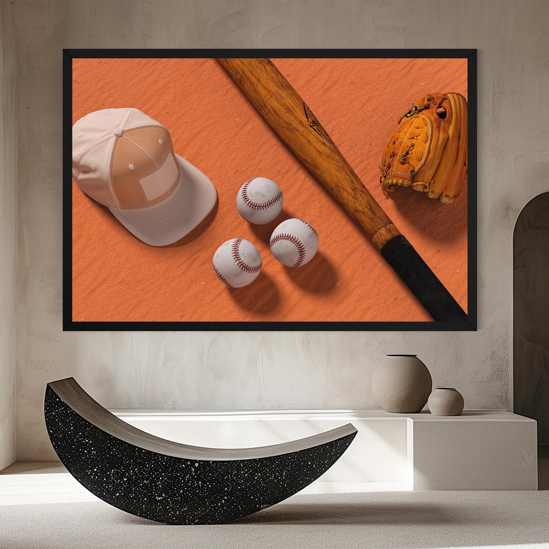 Tablou Canvas Baseball Set On Orange mockup 8