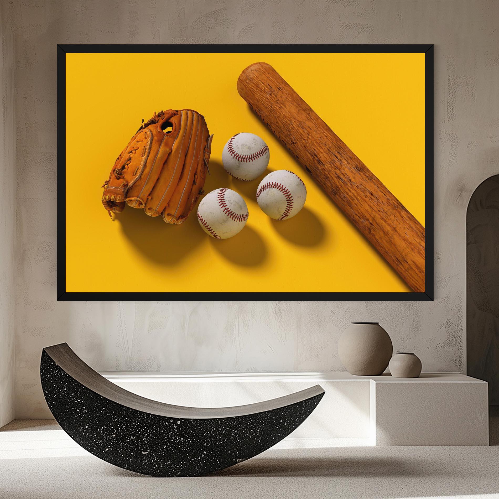 Tablou Canvas Baseball Set On Yellow mockup 8