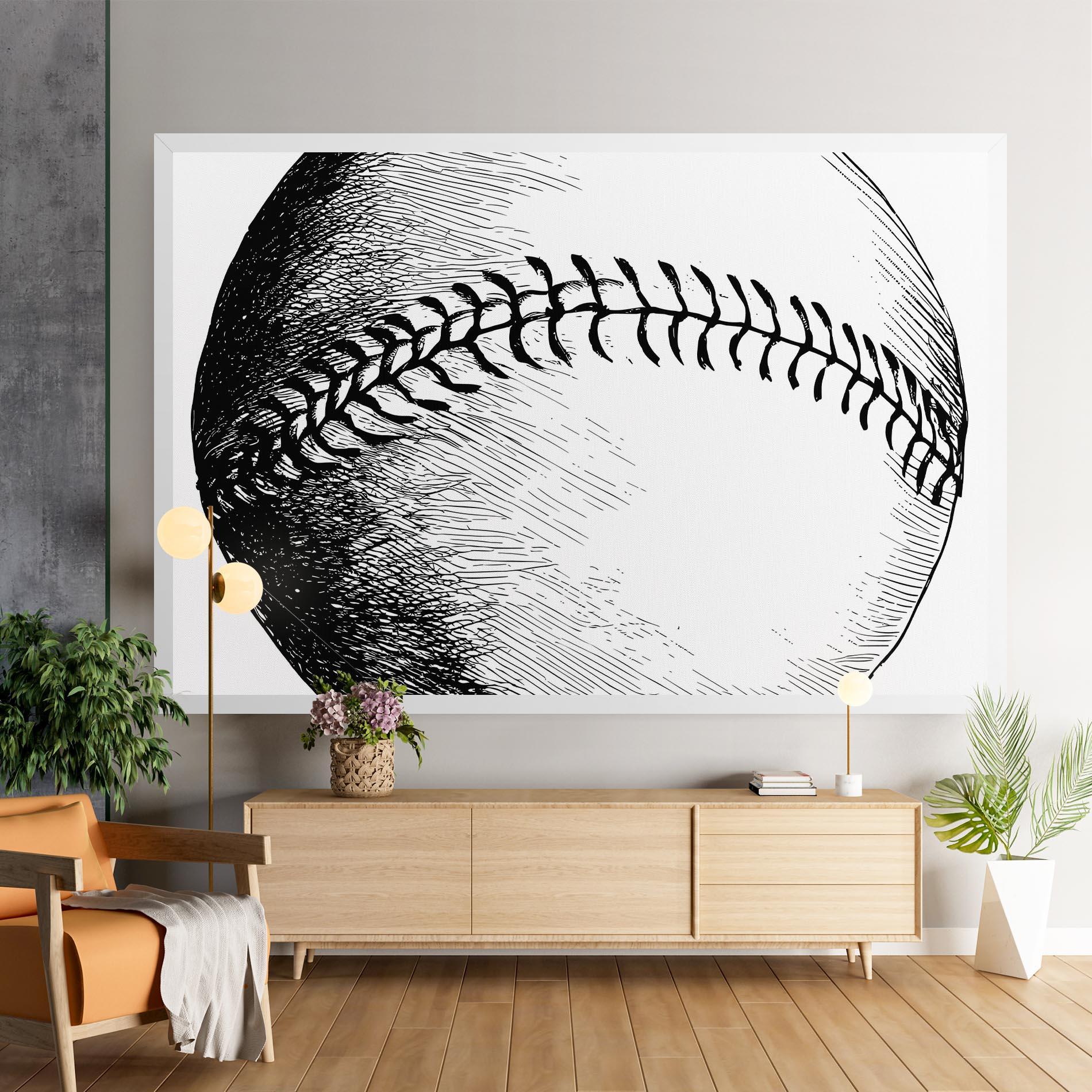 Tablou Canvas Baseball Black Line mockup 9