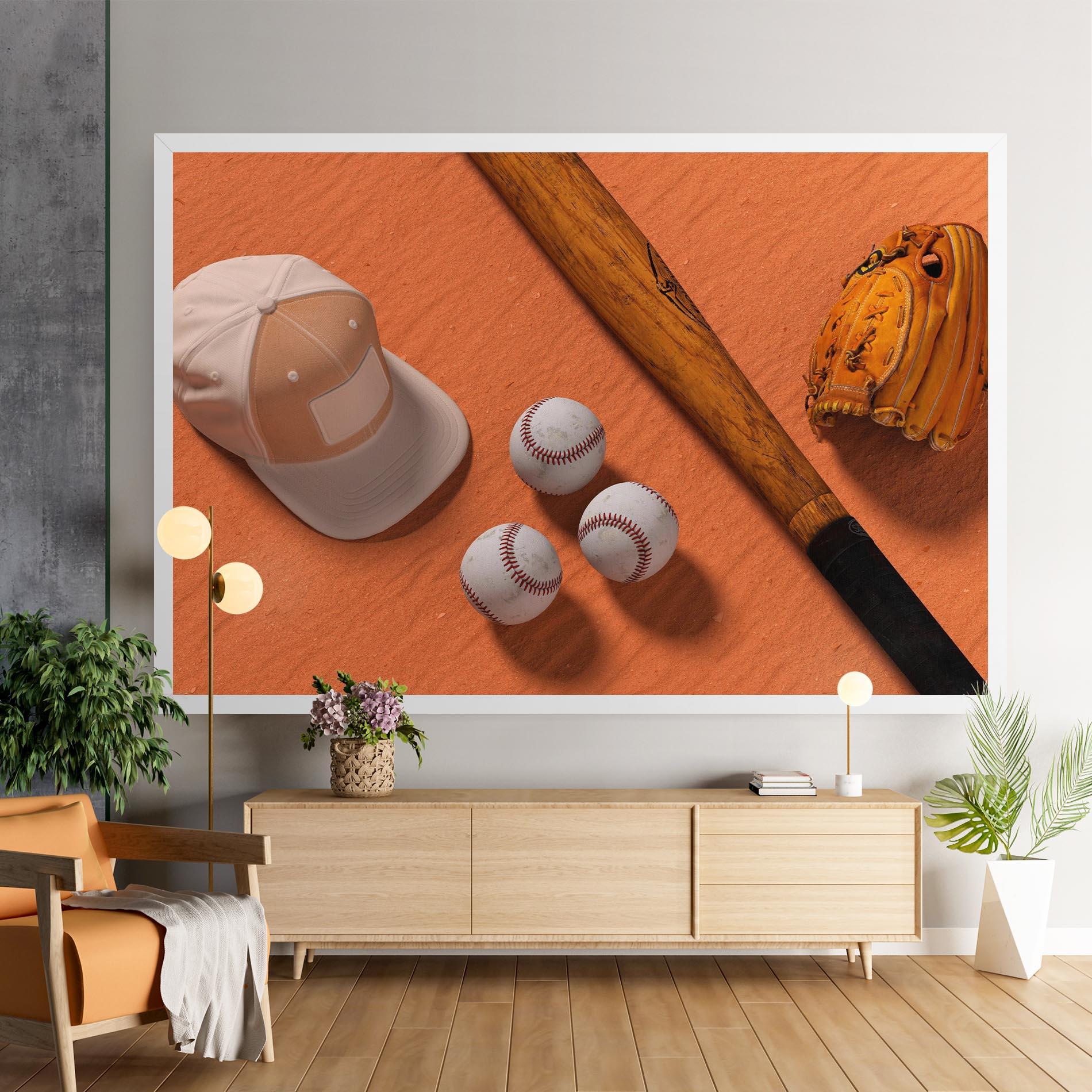 Tablou Canvas Baseball Set On Orange mockup 9