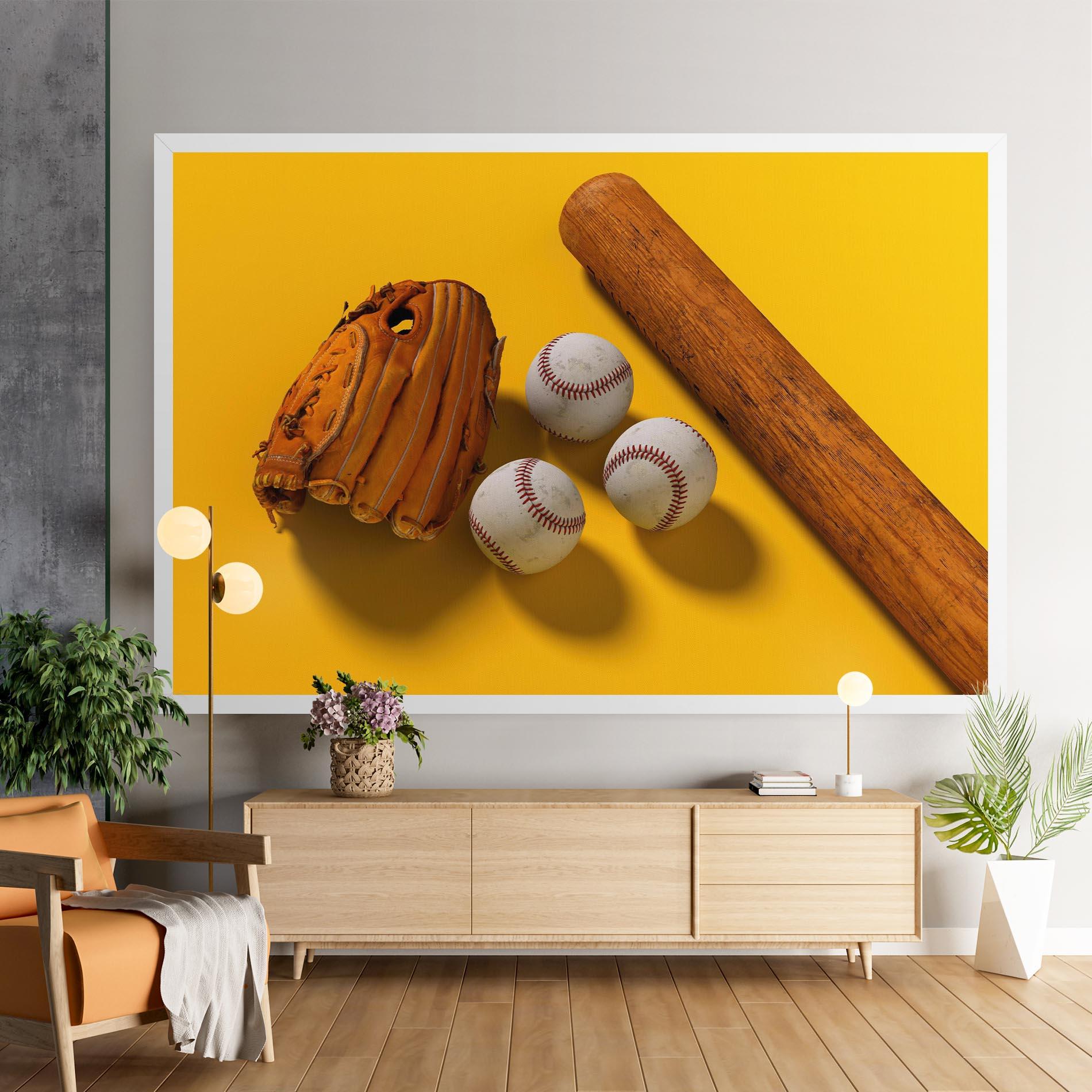 Tablou Canvas Baseball Set On Yellow mockup 9