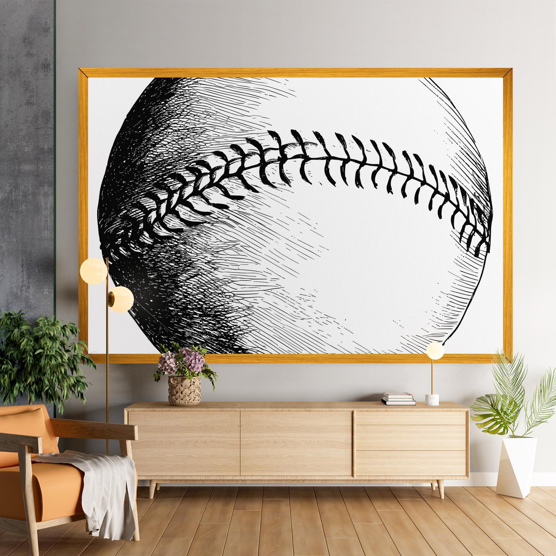 Tablou Canvas Baseball Black Line mockup 9