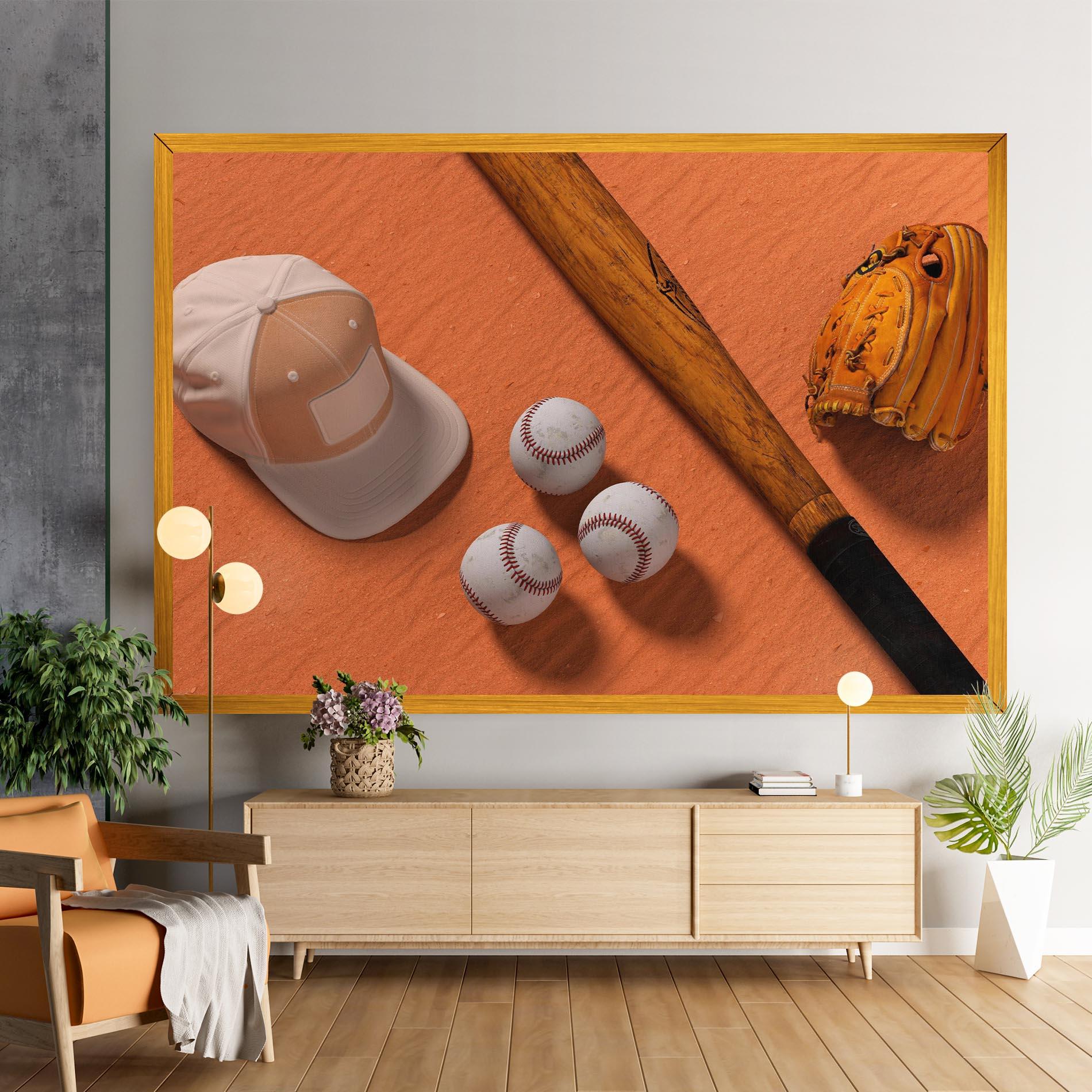 Tablou Canvas Baseball Set On Orange mockup 9