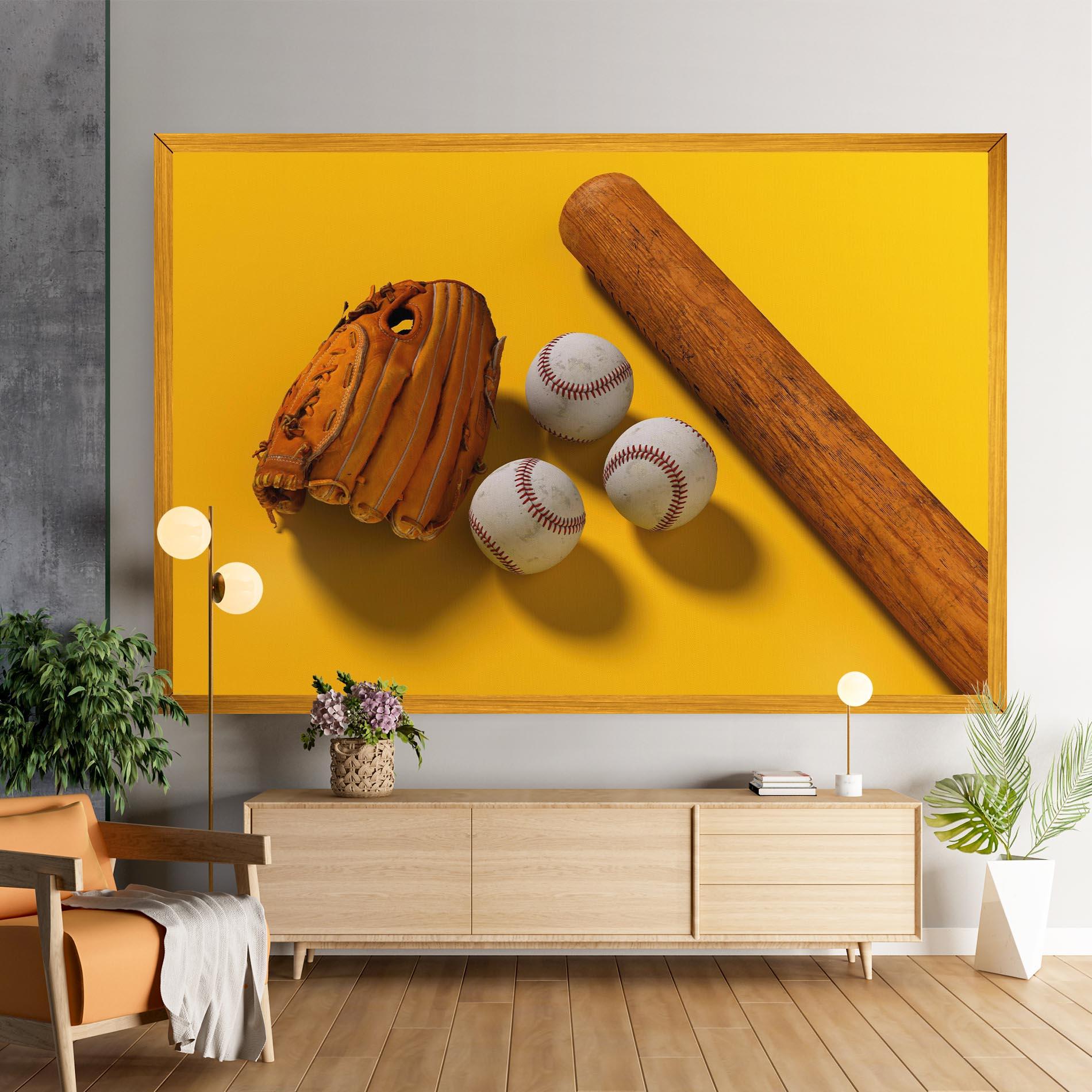 Tablou Canvas Baseball Set On Yellow mockup 9
