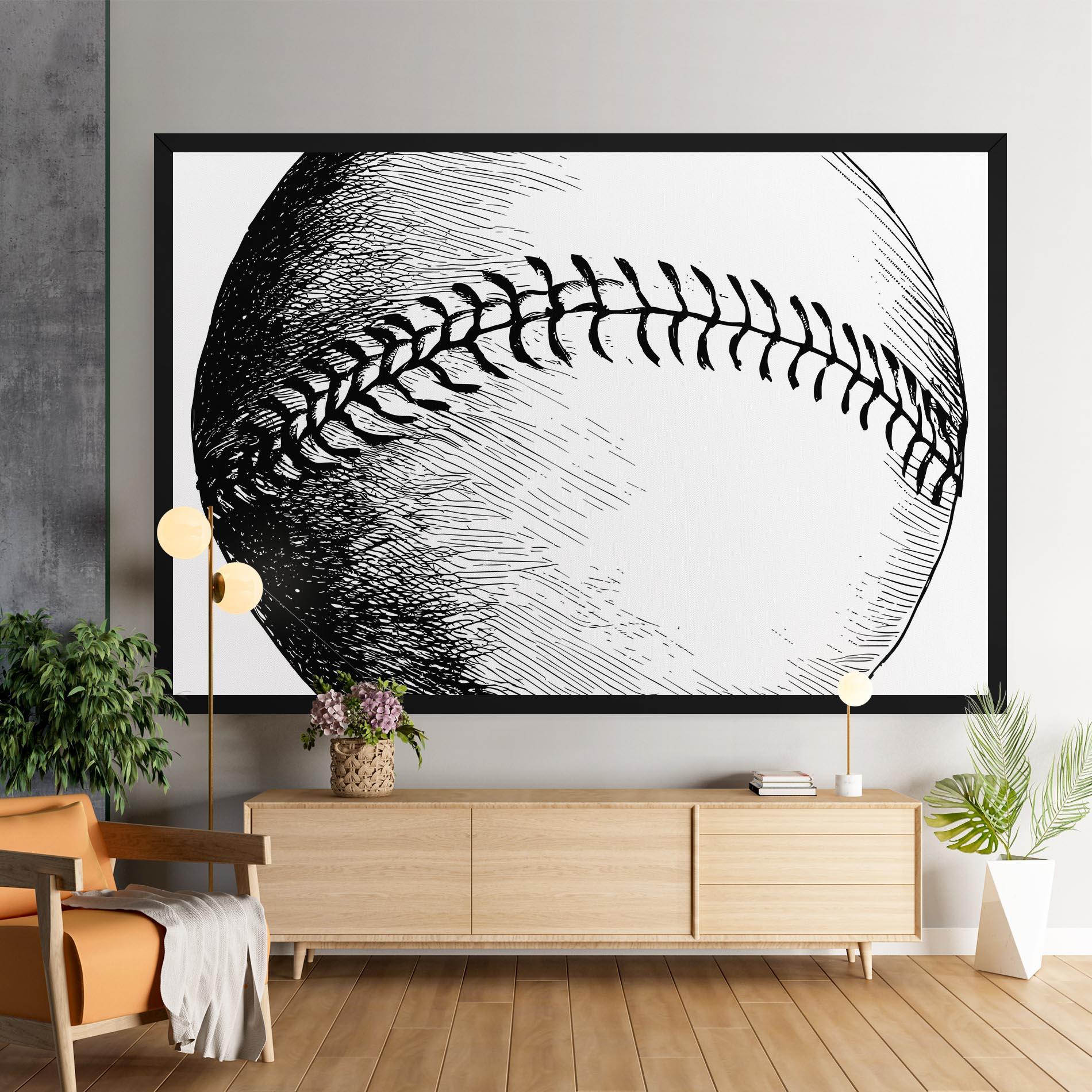 Tablou Canvas Baseball Black Line mockup 9