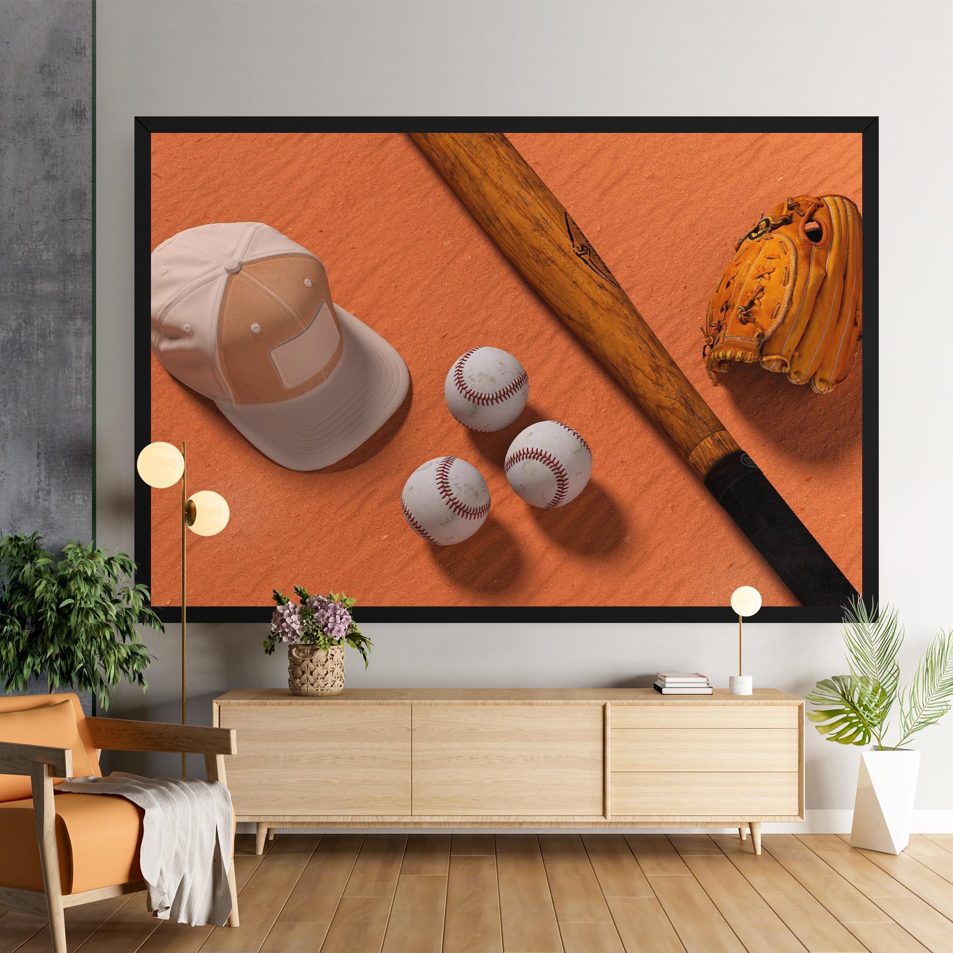 Tablou Canvas Baseball Set On Orange mockup 9